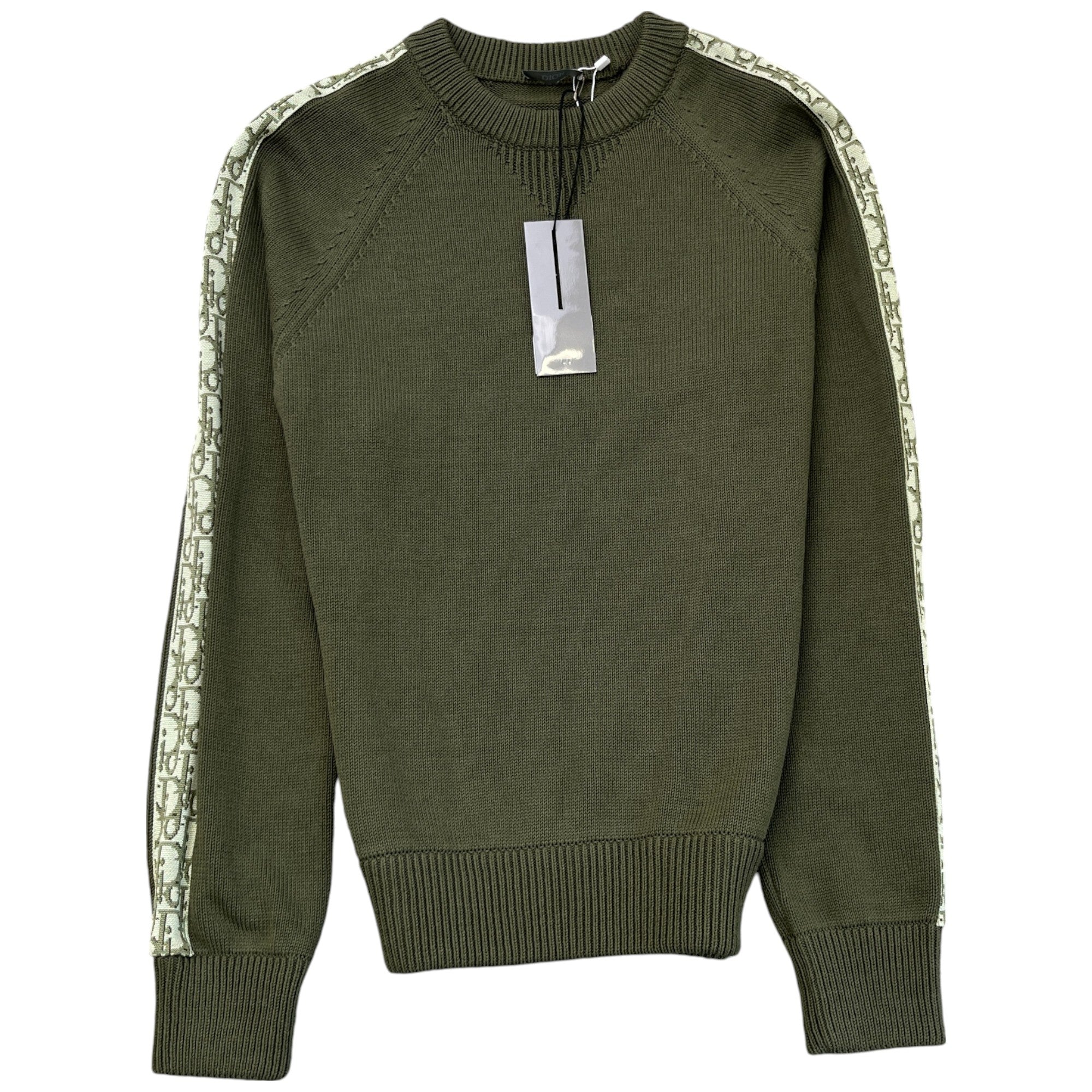 Men's Oblique Sleeve Kint Jumper Khaki Size XS