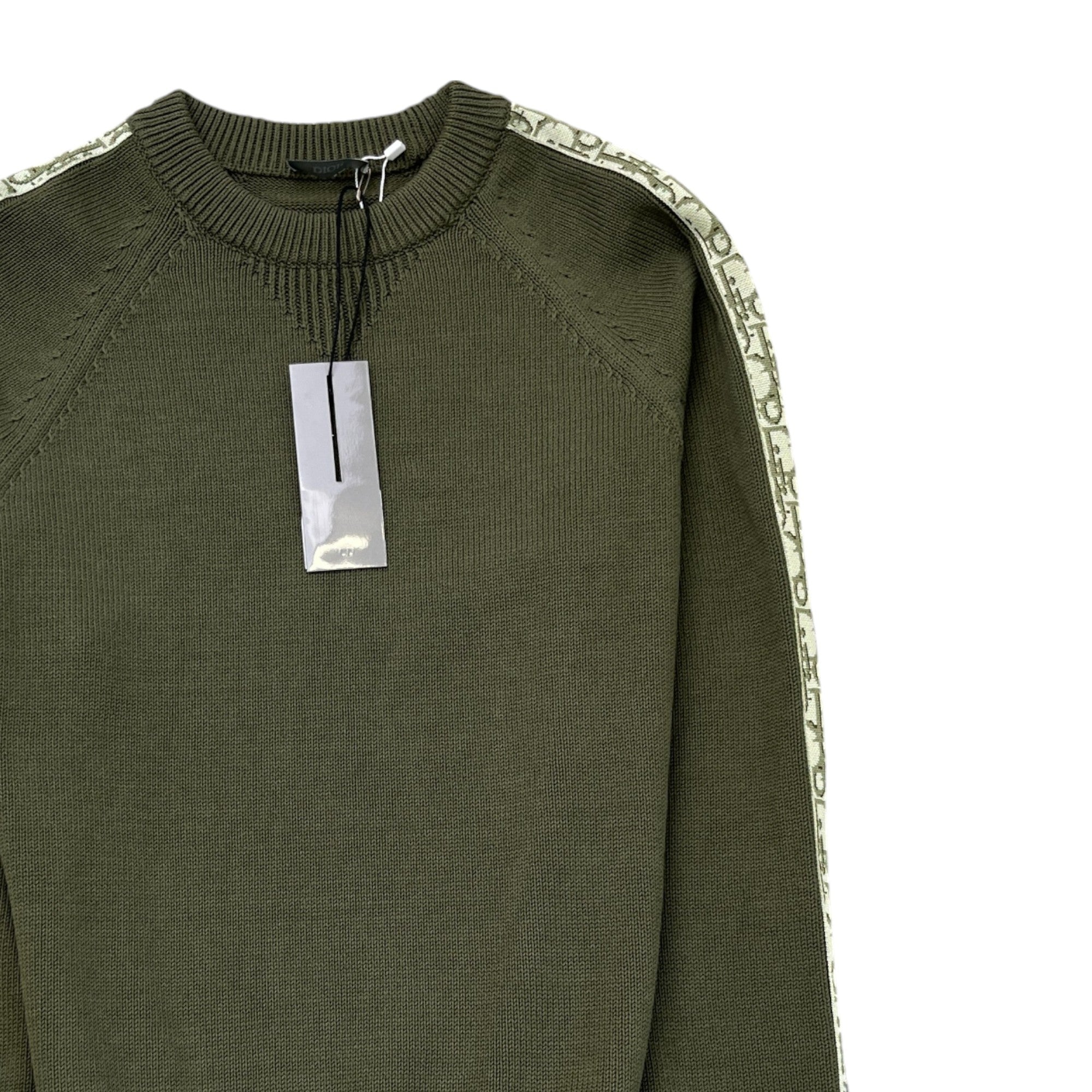 Men's Oblique Sleeve Kint Jumper Khaki Size XS