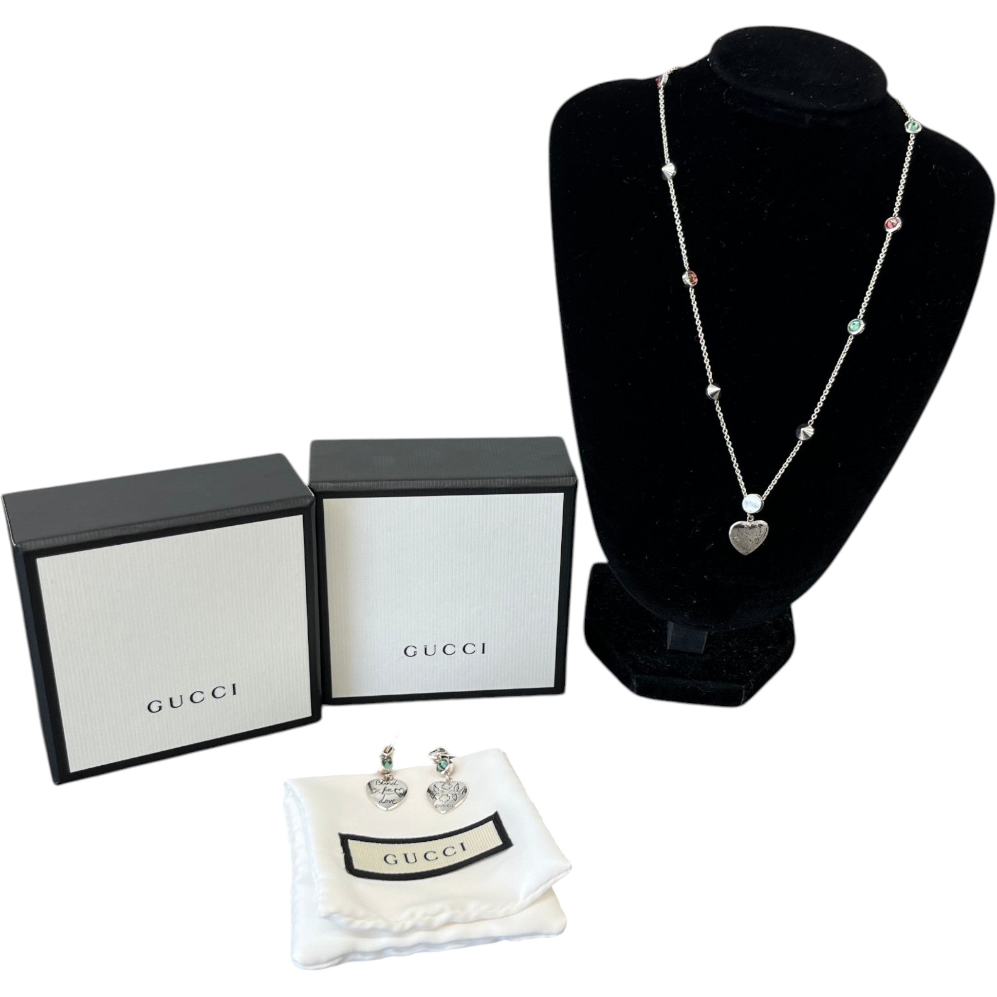 Women's Blind For Love Necklace + Earrings Silver