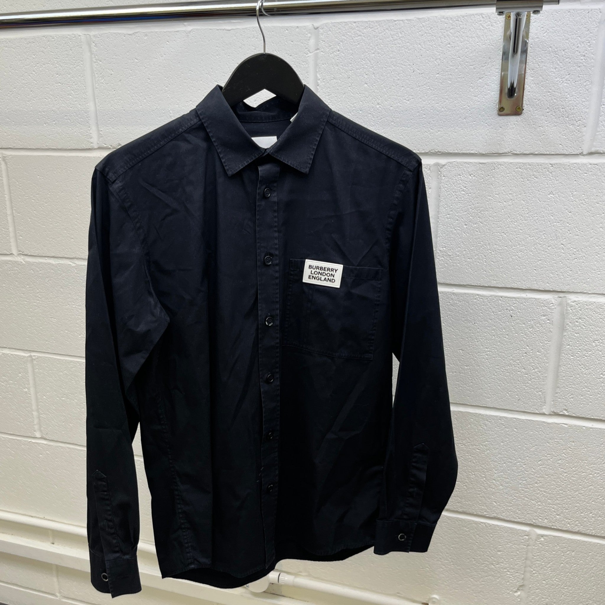 Men's Plaque Logo Long Sleeve T-Shirt Black Size S