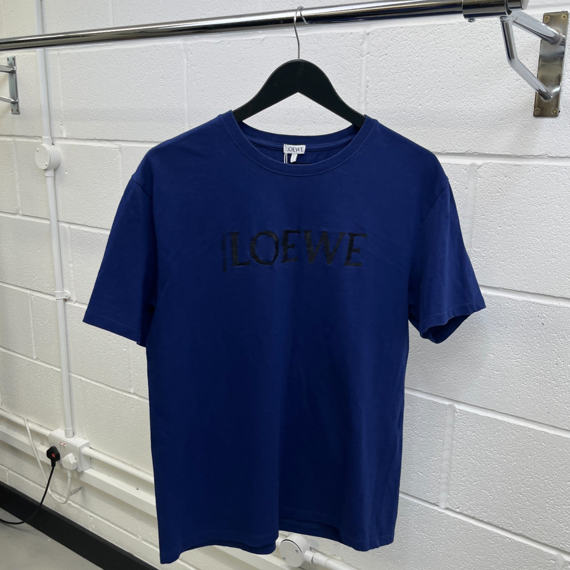 Men's Embroidered Logo T-Shirt Blue Size M