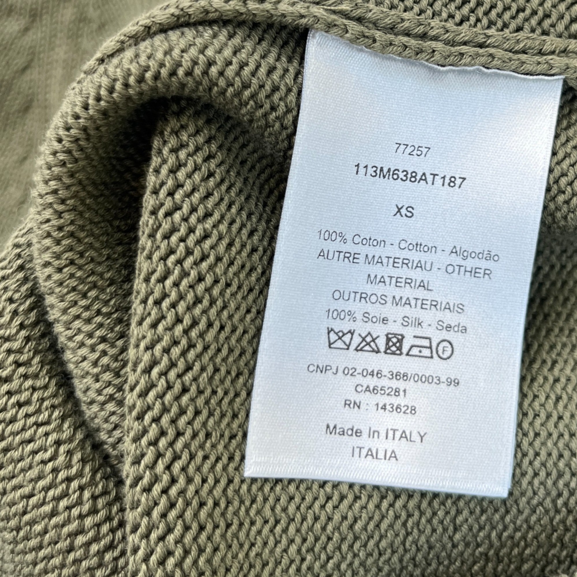 Men's Oblique Sleeve Kint Jumper Khaki Size XS