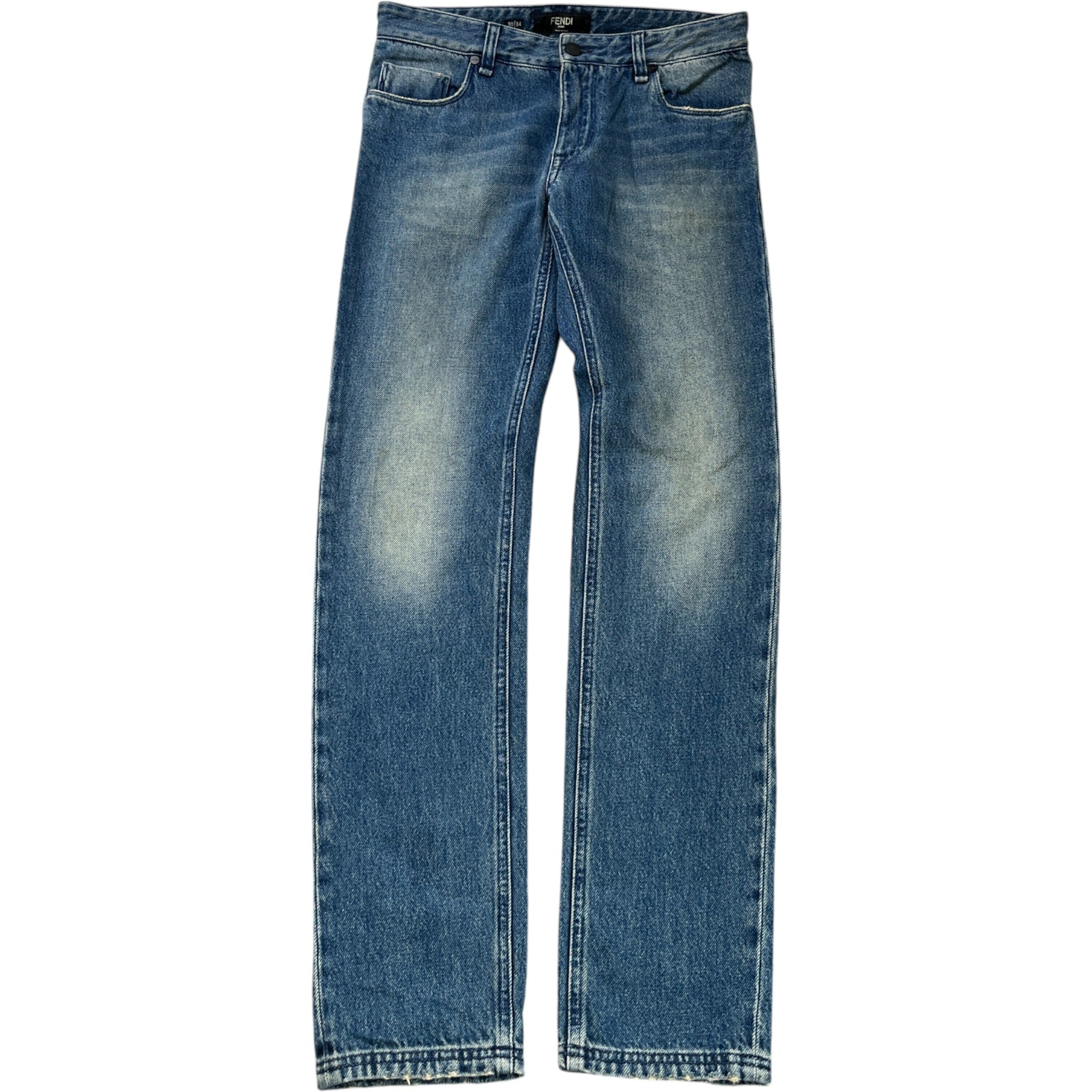 Men's Embroidered Logo Pocket Jeans Blue Size Waist 34"