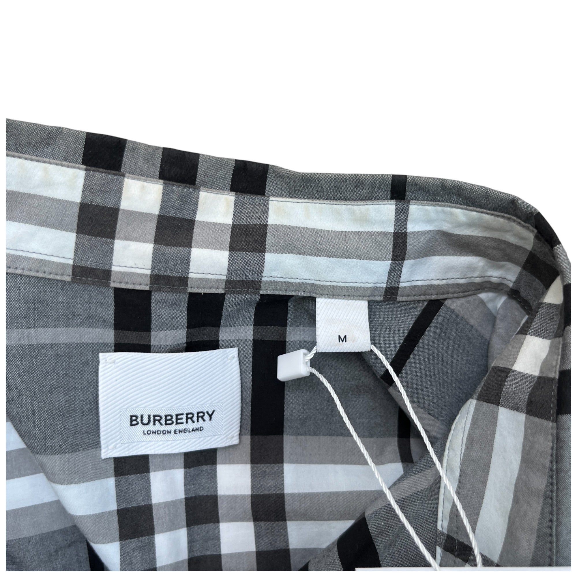 Men's Check Print Long Sleeve Shirt Grey Size M