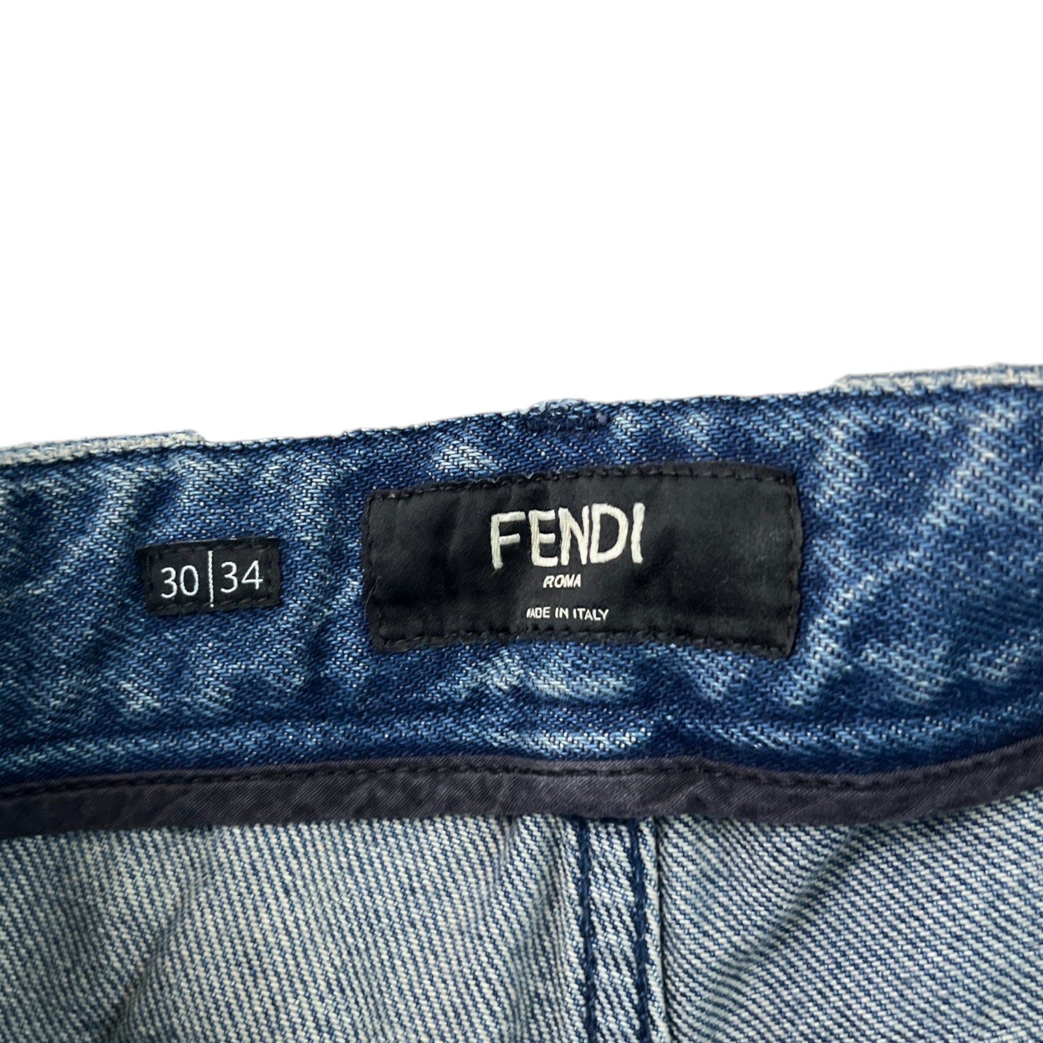 Men's Embroidered Logo Pocket Jeans Blue Size Waist 34"