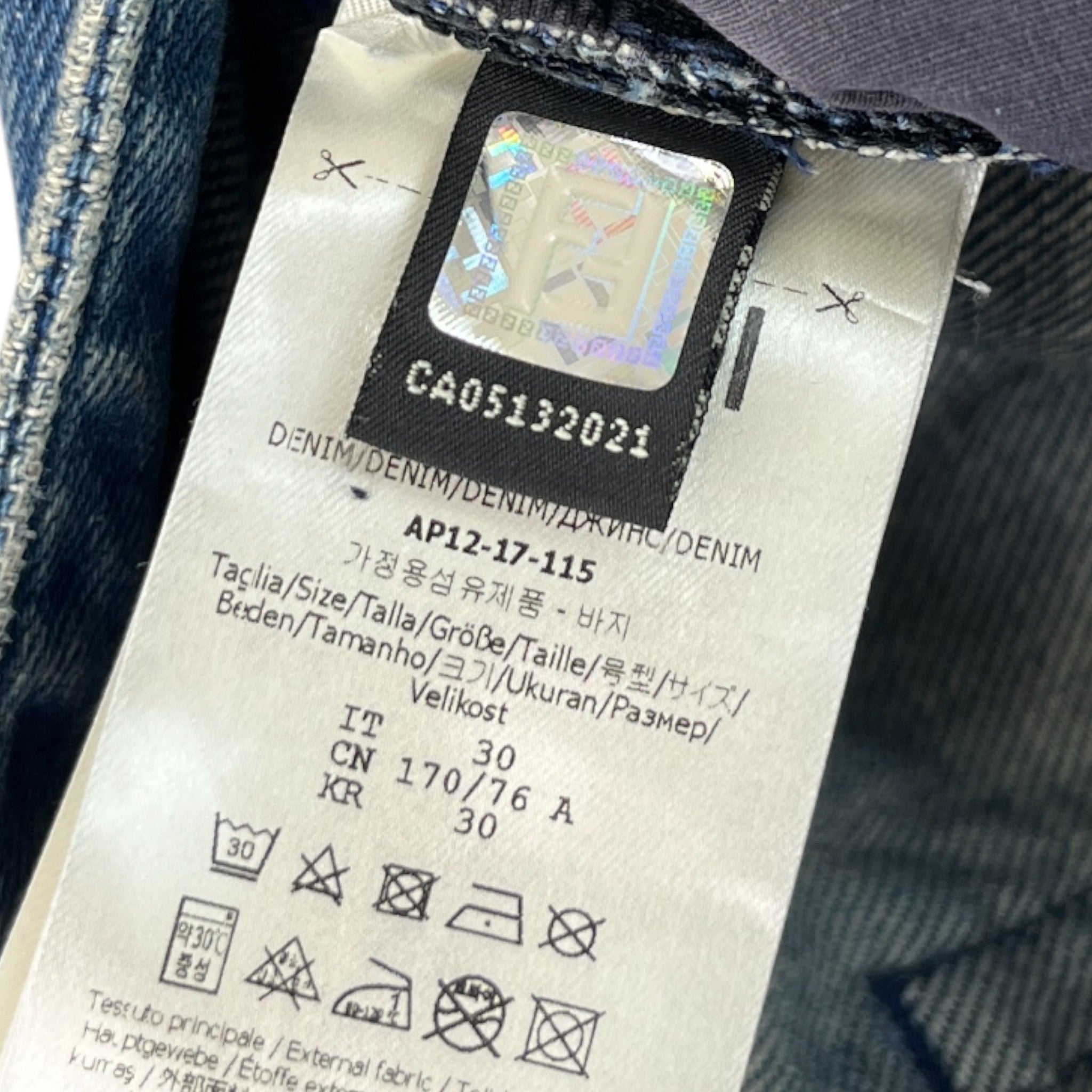 Men's Embroidered Logo Pocket Jeans Blue Size Waist 34"