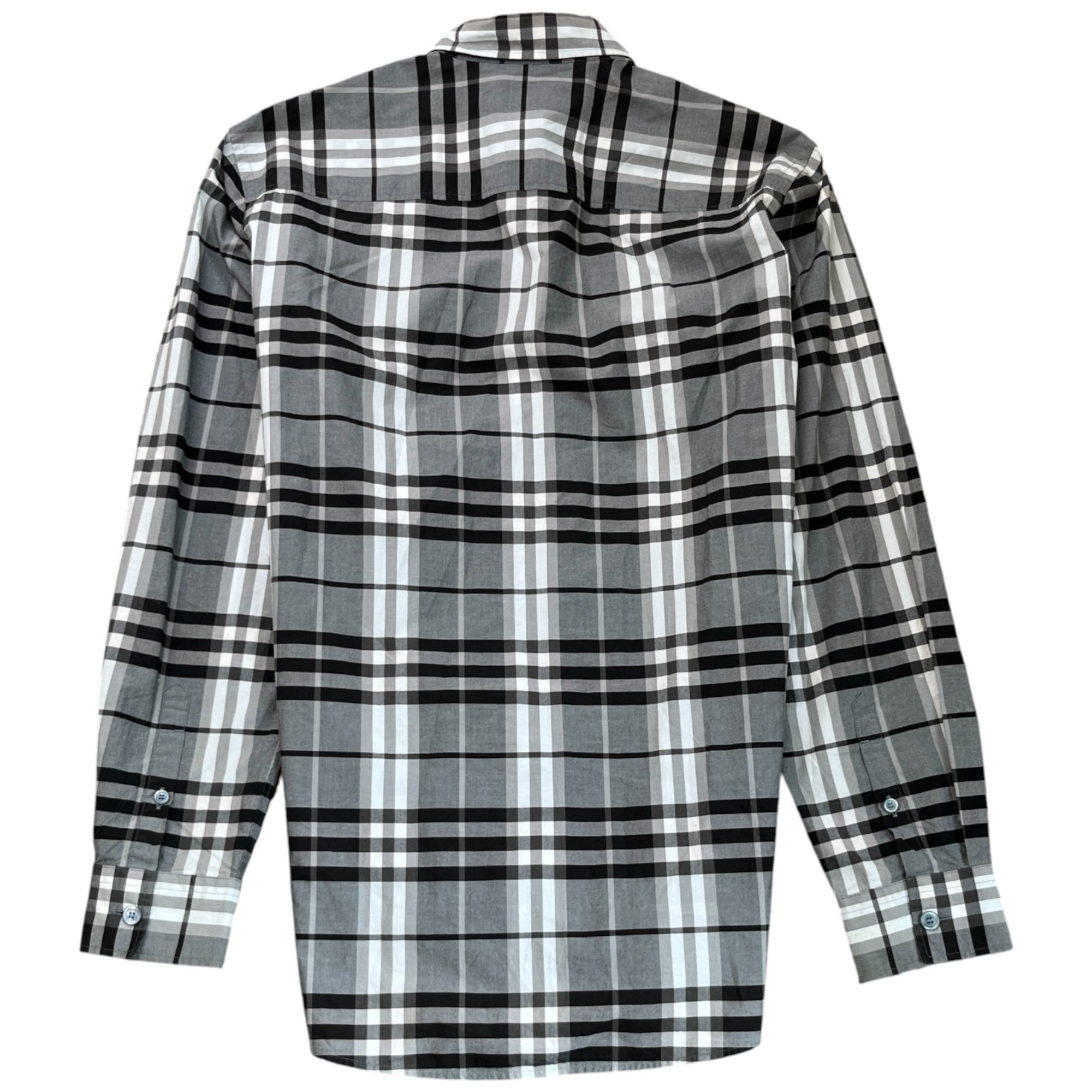 Men's Check Print Long Sleeve Shirt Grey Size M