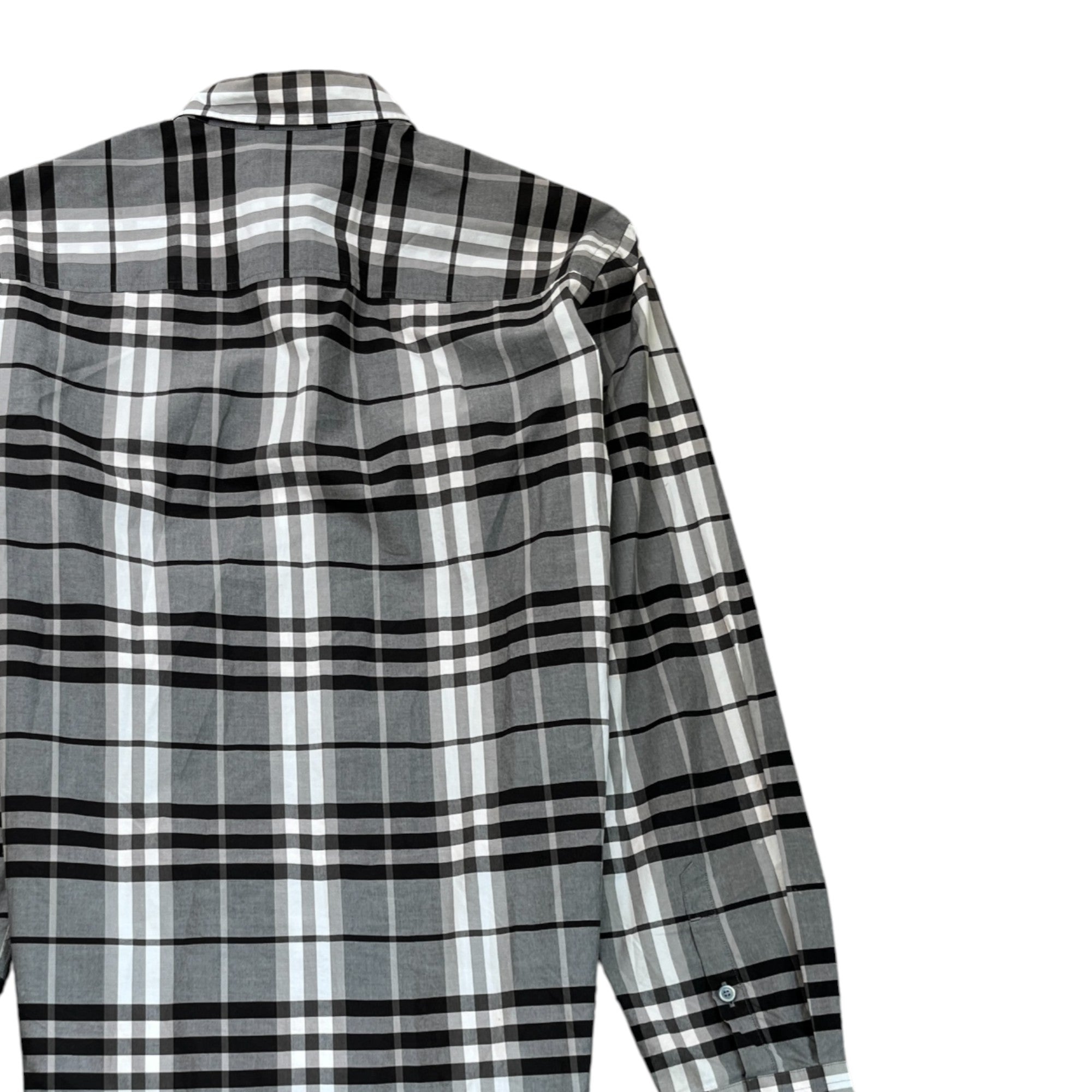 Men's Check Print Long Sleeve Shirt Grey Size M