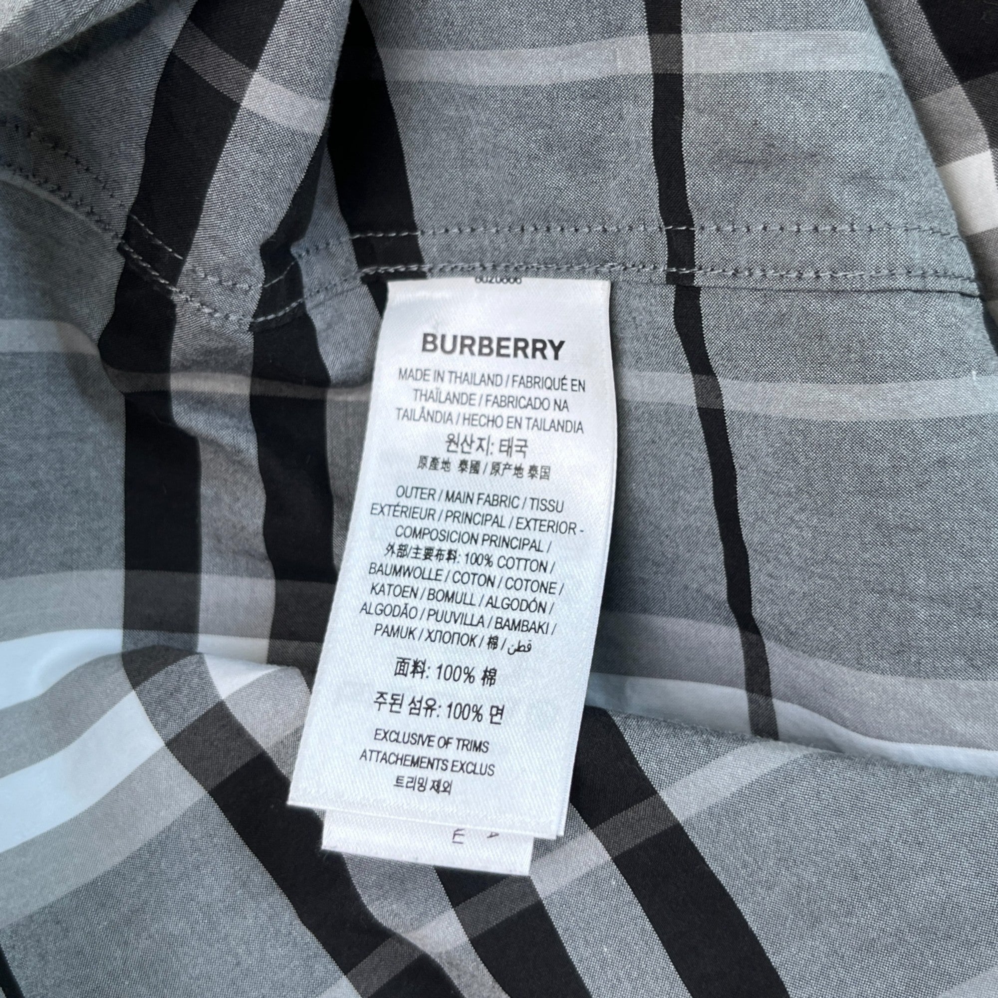 Men's Check Print Long Sleeve Shirt Grey Size M