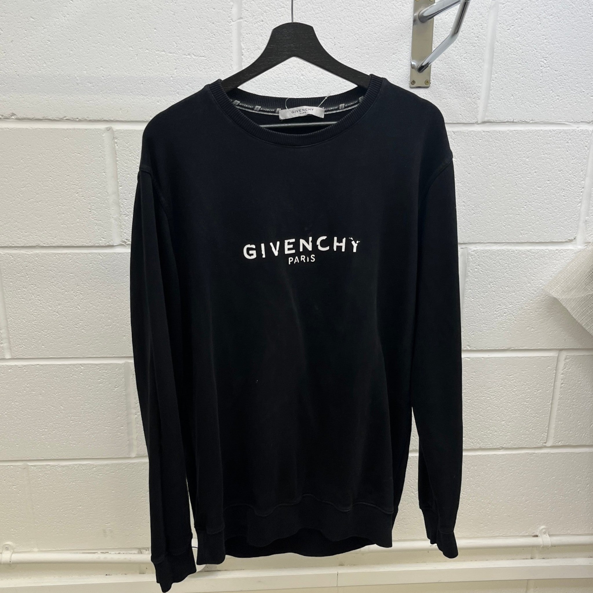 Men's Distressed Logo Sweatshirt Black Size M