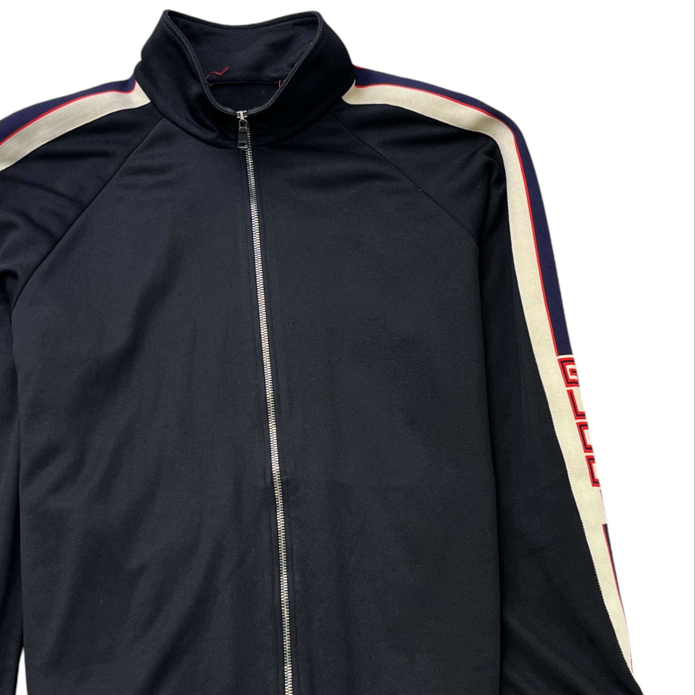 Men's Technical Jersey Stripe Track Jacket Black Size XL