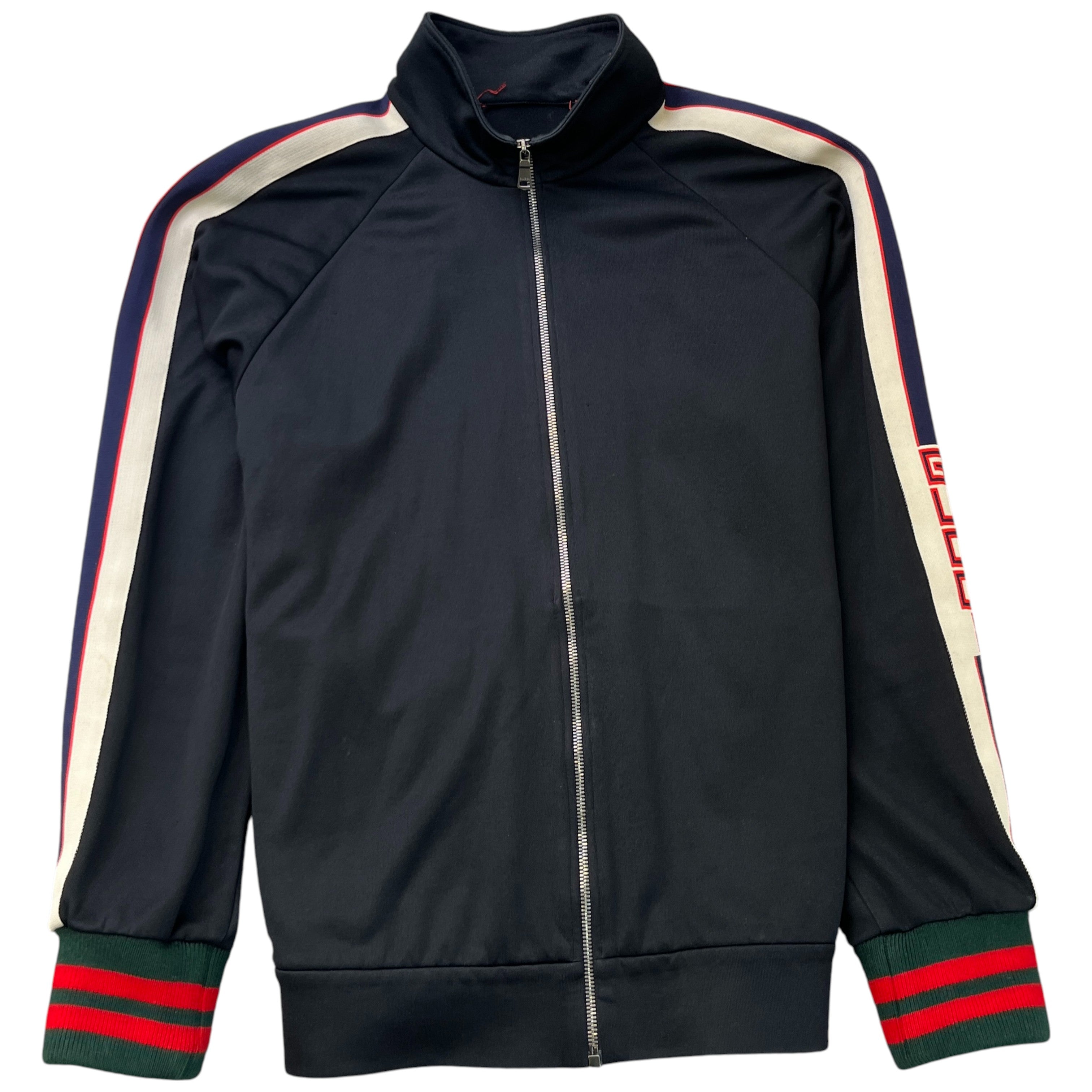 Men's Technical Jersey Stripe Track Jacket Black Size XL