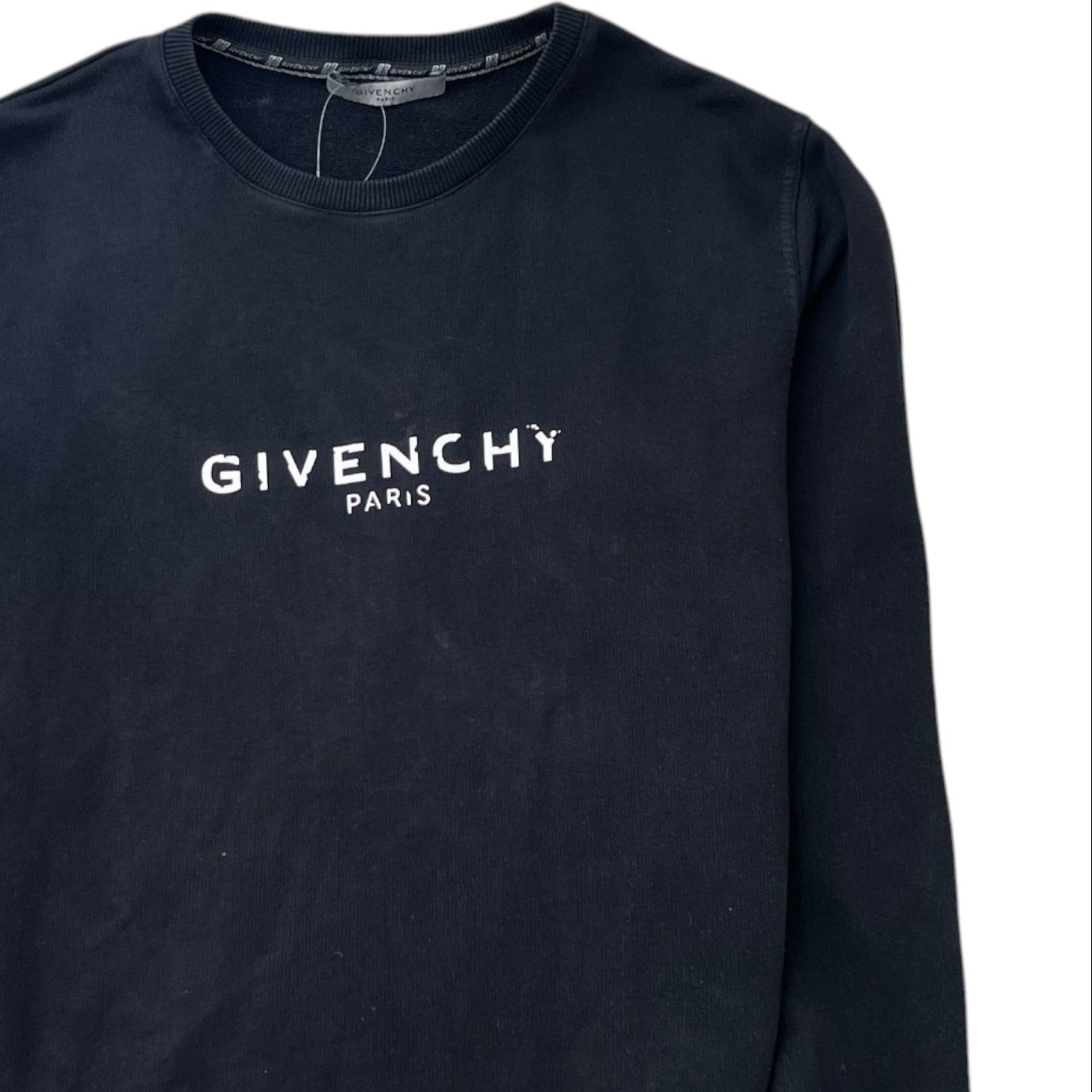 Men's Distressed Logo Sweatshirt Black Size M
