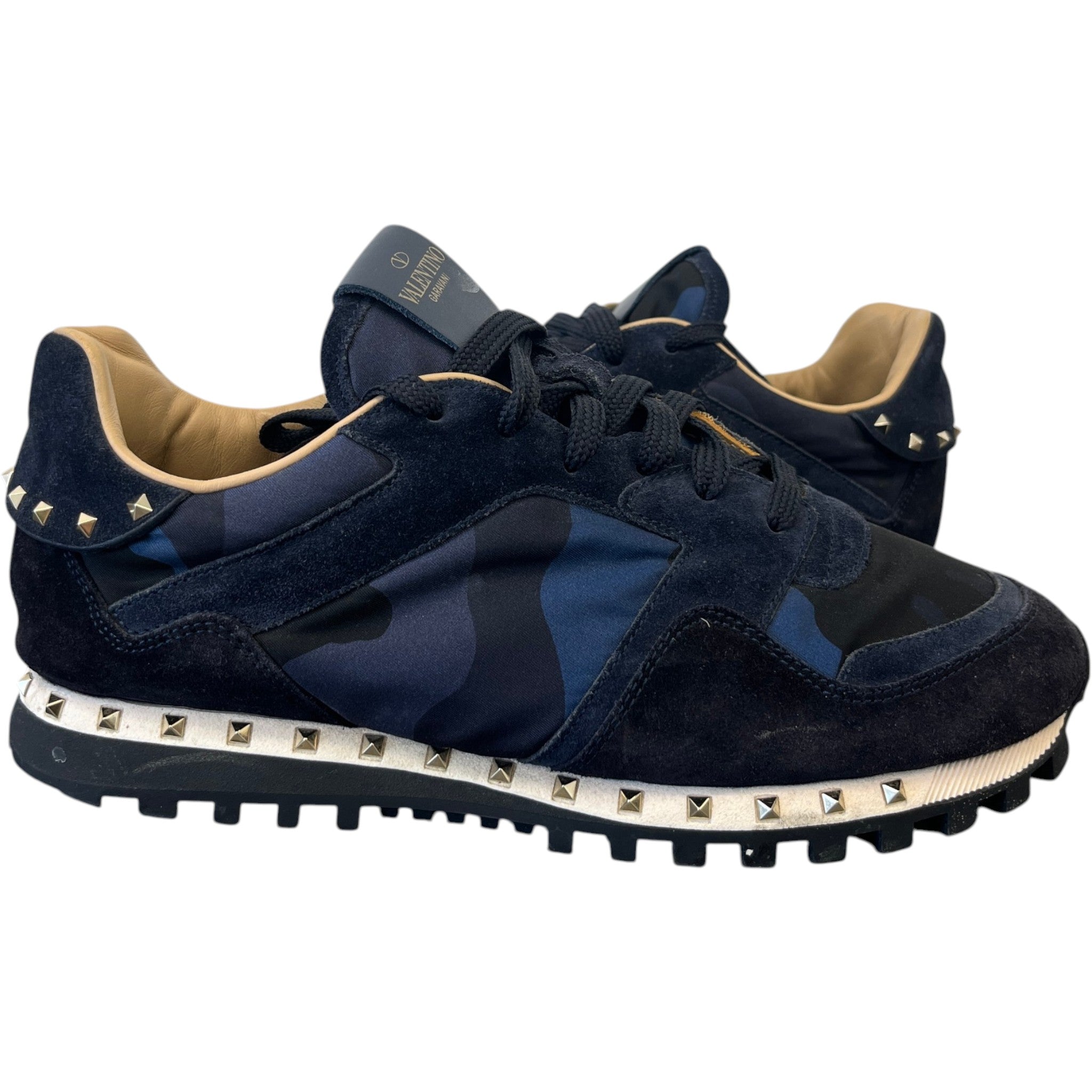 Men's Rockstud Camouflage Low Trainers Navy Size EU 41 / UK 7