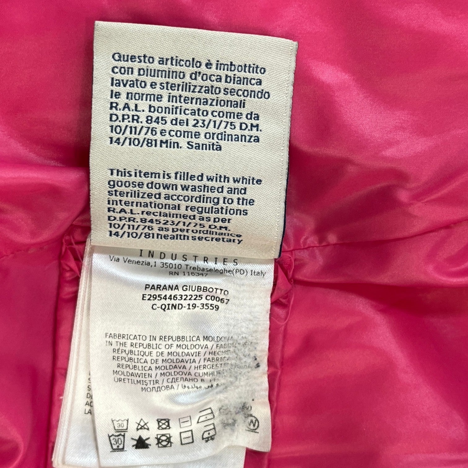 Women's Parana Junior Down Jacket Pink Size Junior Age 12