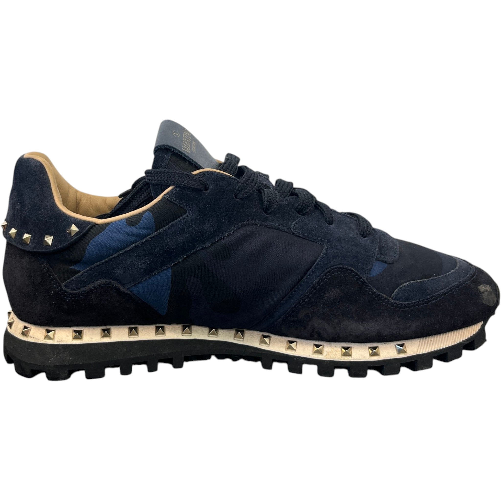 Men's Rockstud Camouflage Low Trainers Navy Size EU 41 / UK 7