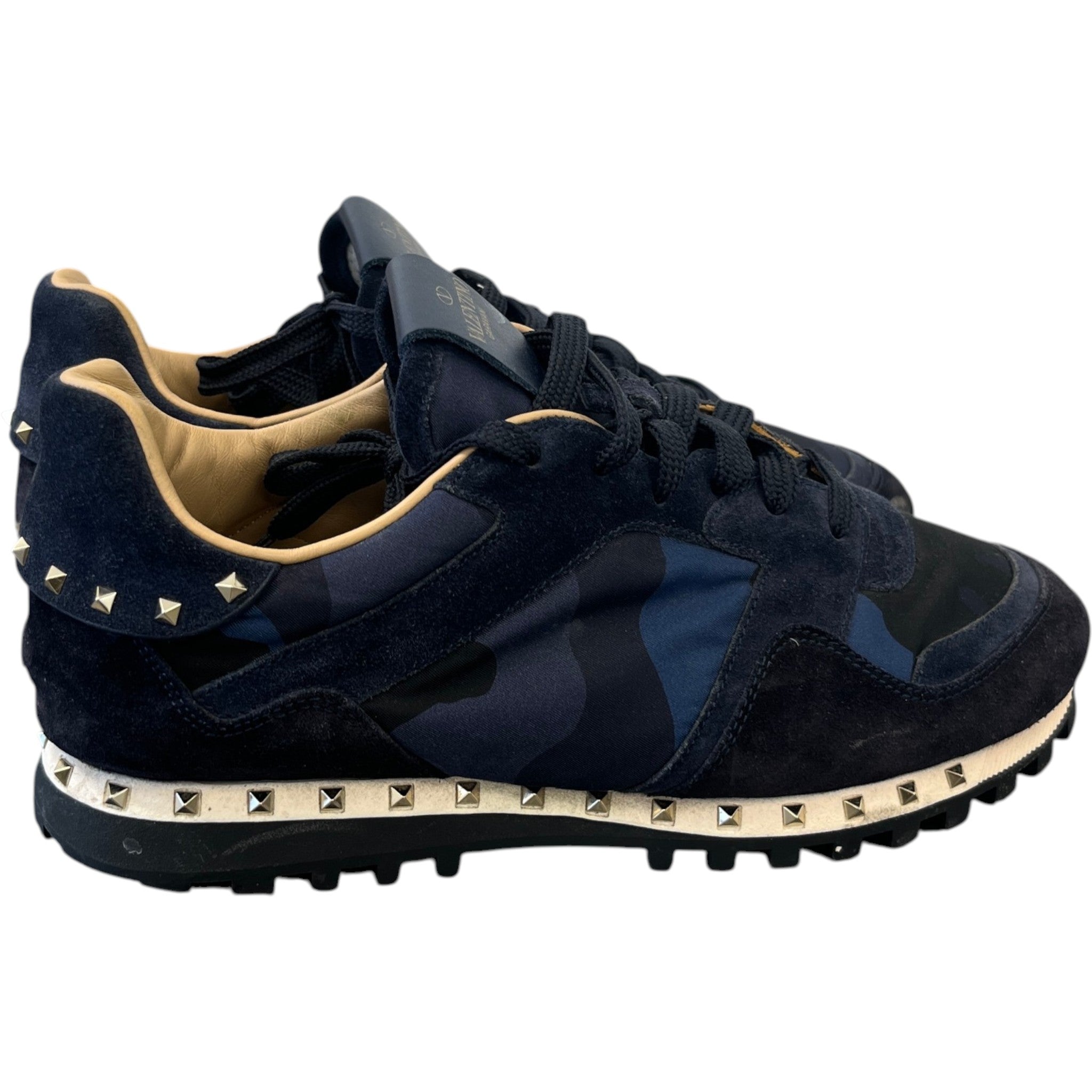 Men's Rockstud Camouflage Low Trainers Navy Size EU 41 / UK 7