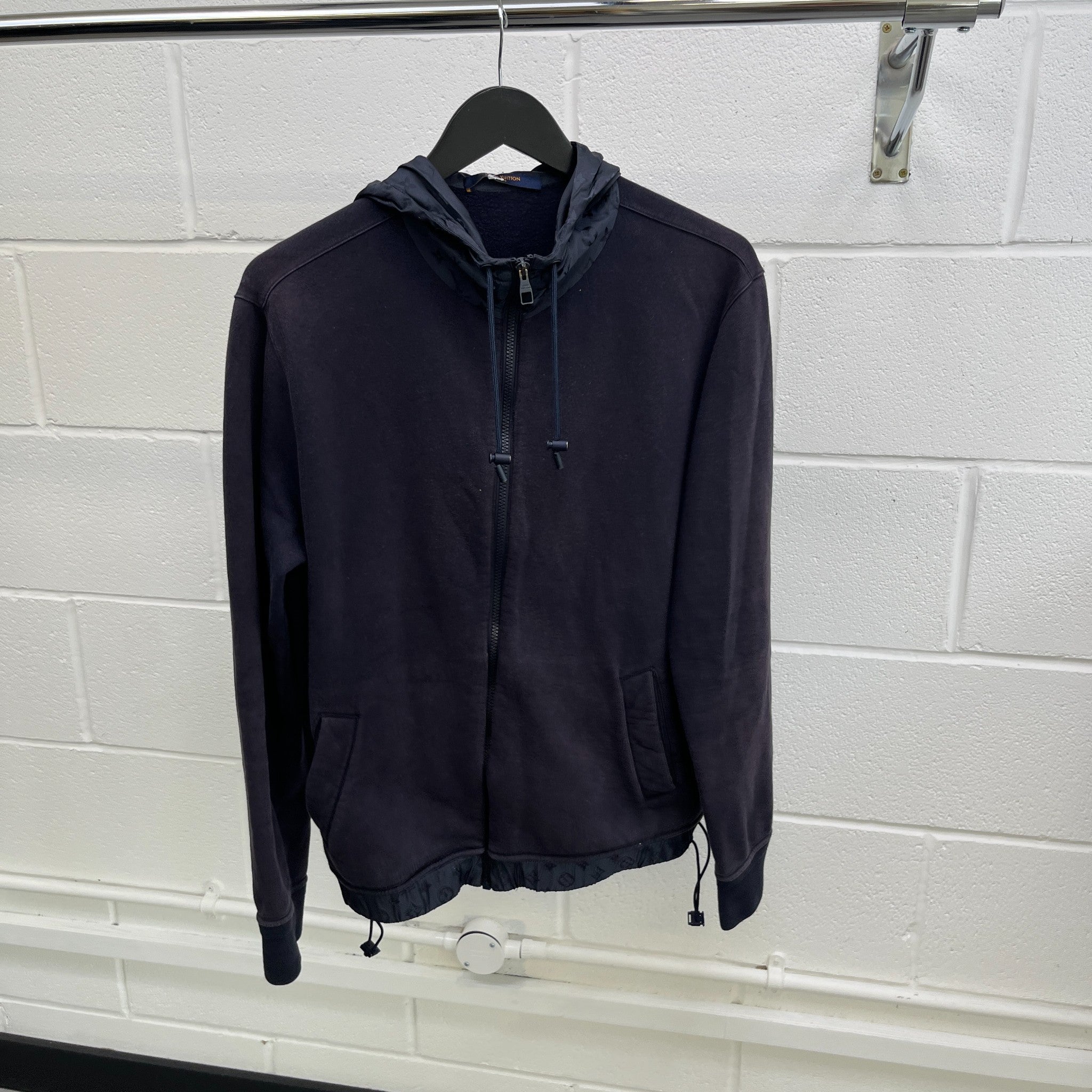 Men's Monogram Zip Up Hoodie Navy Size L