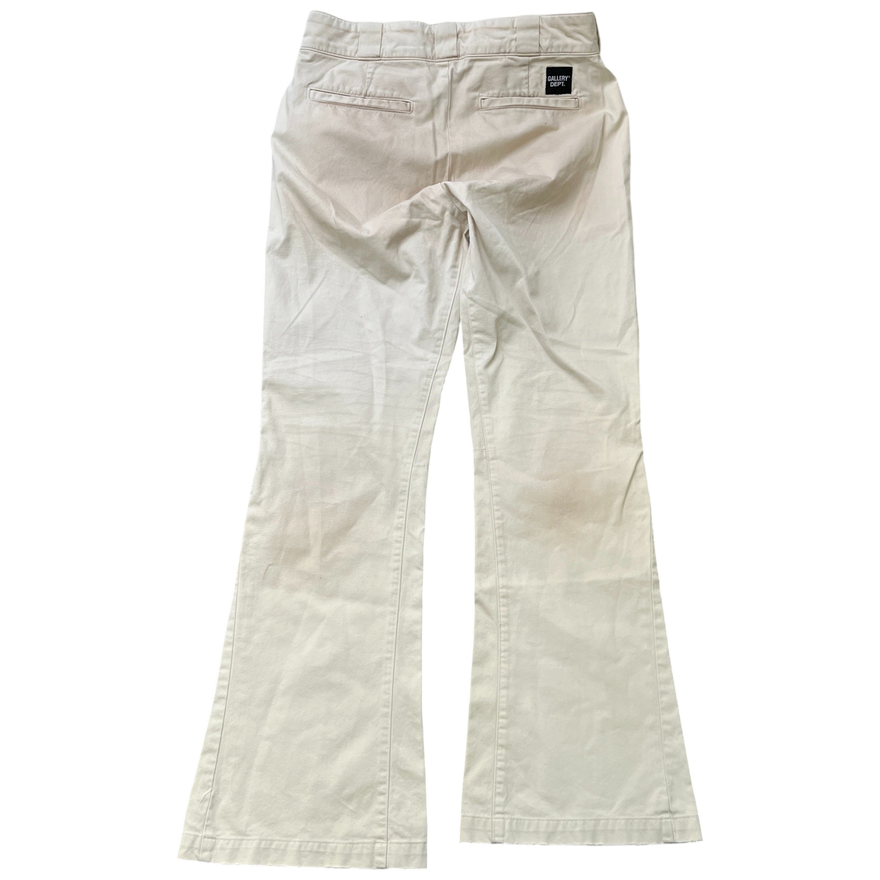 Men's Art On Display Distressed Trousers Cream Size Waist 32"