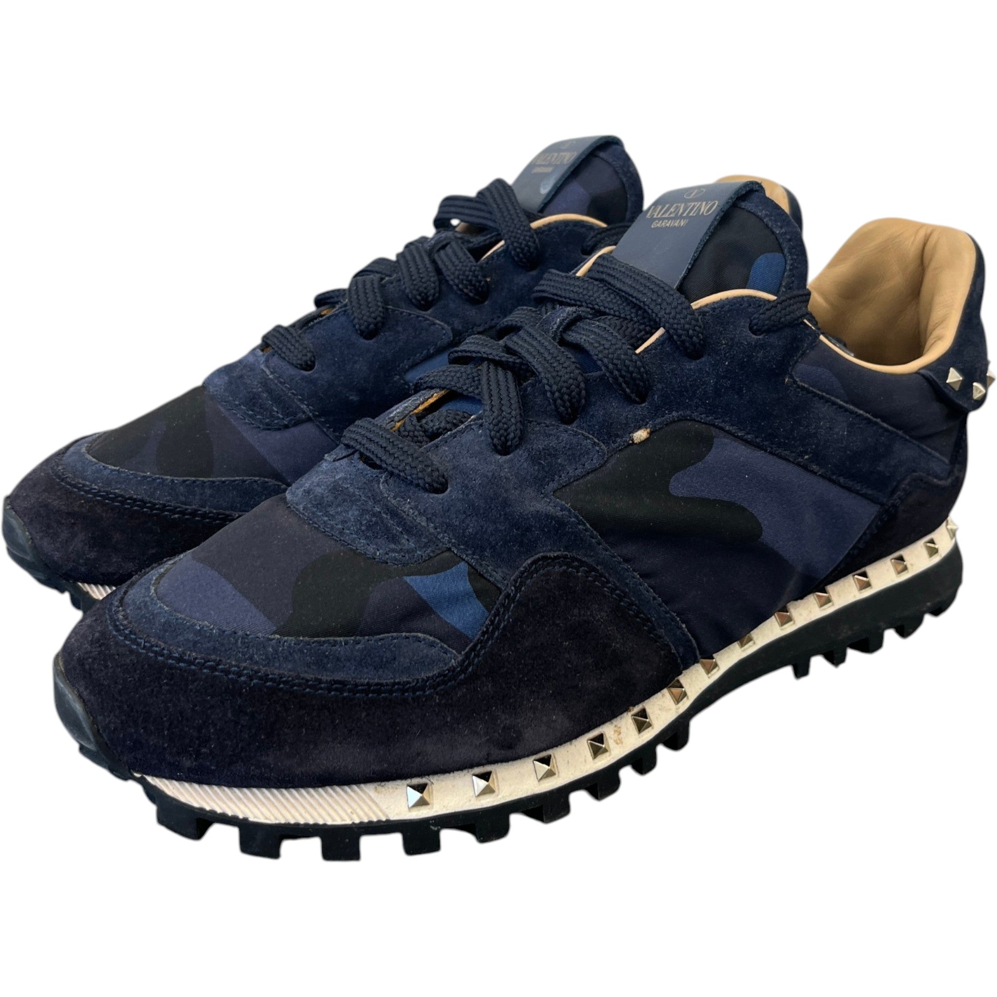 Men's Rockstud Camouflage Low Trainers Navy Size EU 41 / UK 7