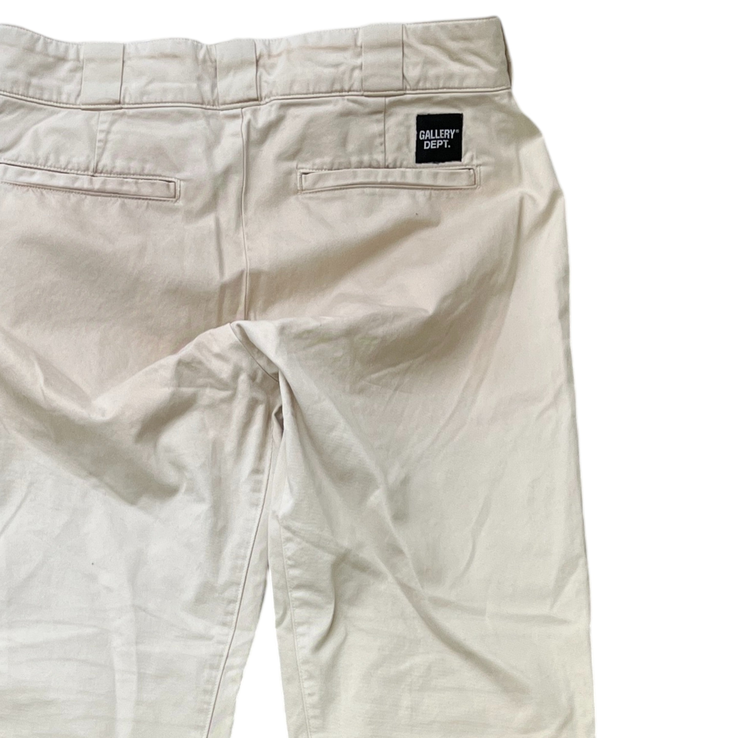 Men's Art On Display Distressed Trousers Cream Size Waist 32"