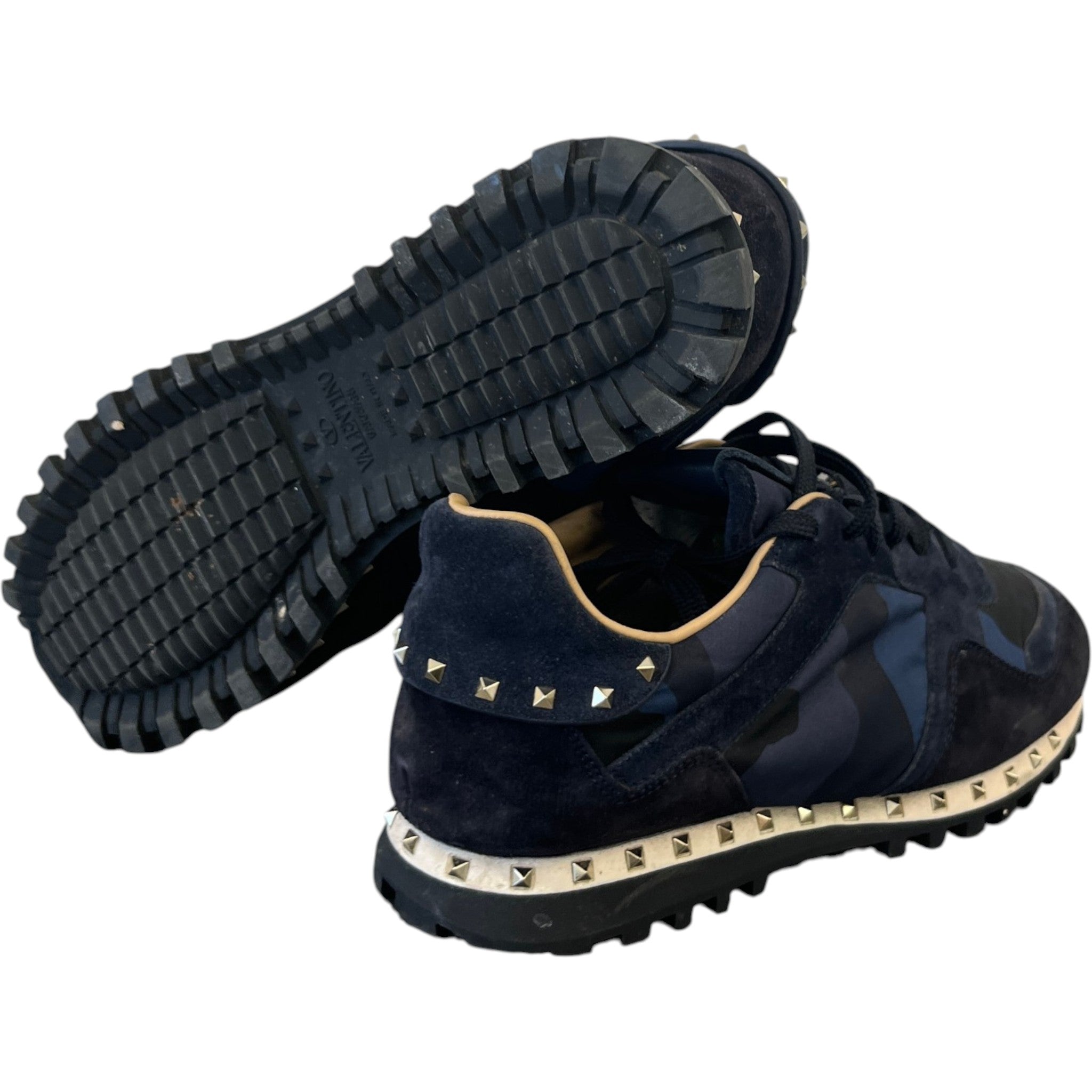Men's Rockstud Camouflage Low Trainers Navy Size EU 41 / UK 7