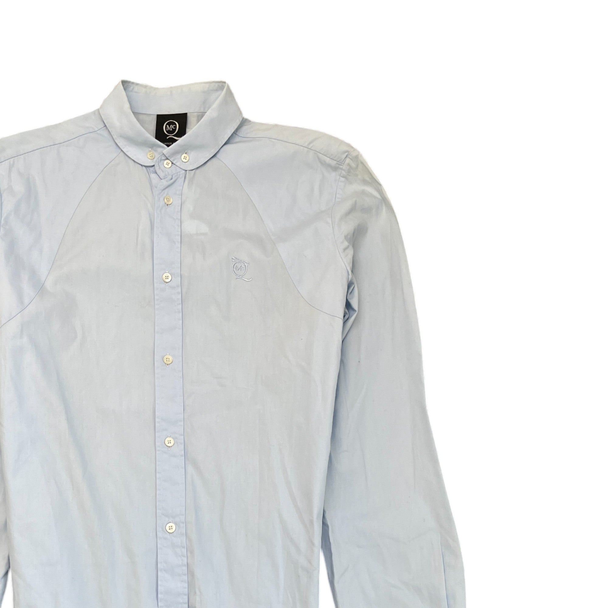 Men's Embroidered Logo Long Sleeve Shirt Blue Size IT 50 / UK L