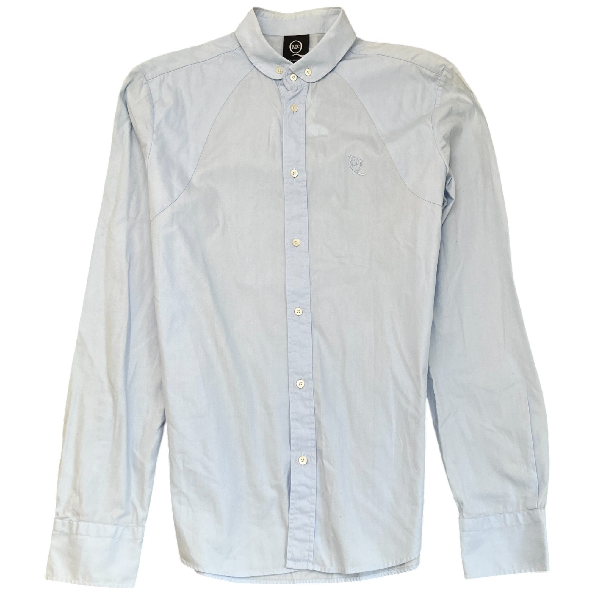 Men's Embroidered Logo Long Sleeve Shirt Blue Size IT 50 / UK L