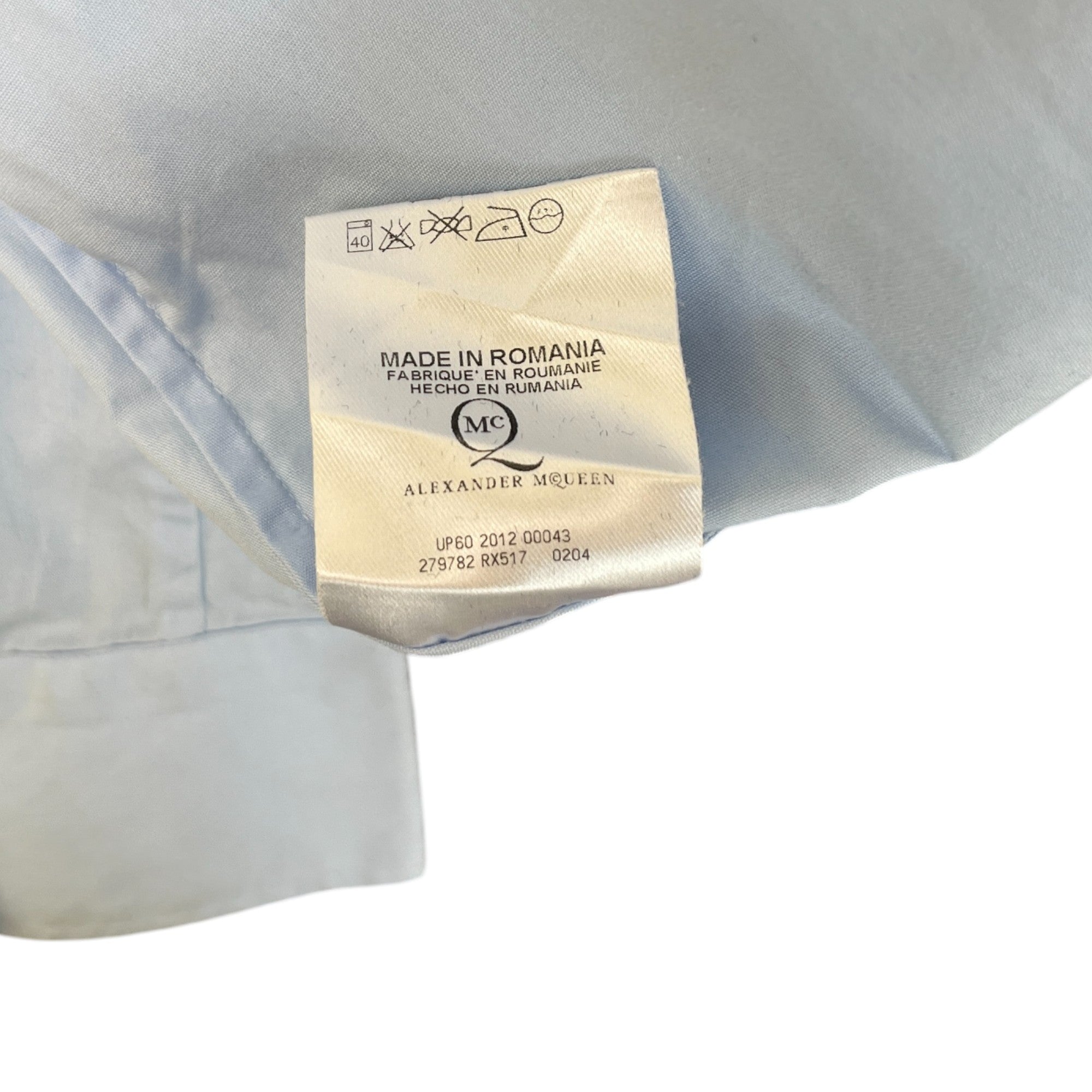 Men's Embroidered Logo Long Sleeve Shirt Blue Size IT 50 / UK L