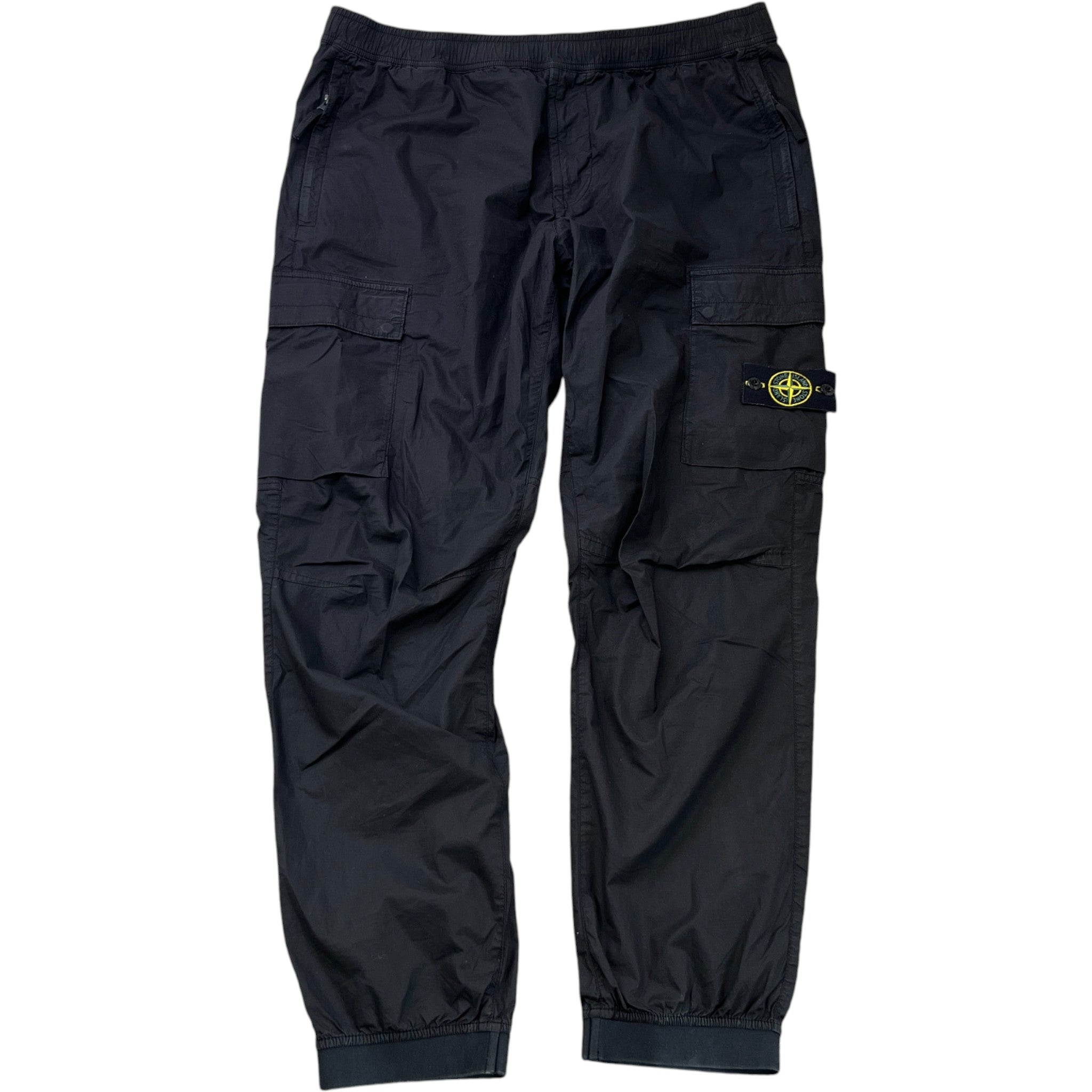 Men's Applique Logo Cargos Black Size Waist 38"