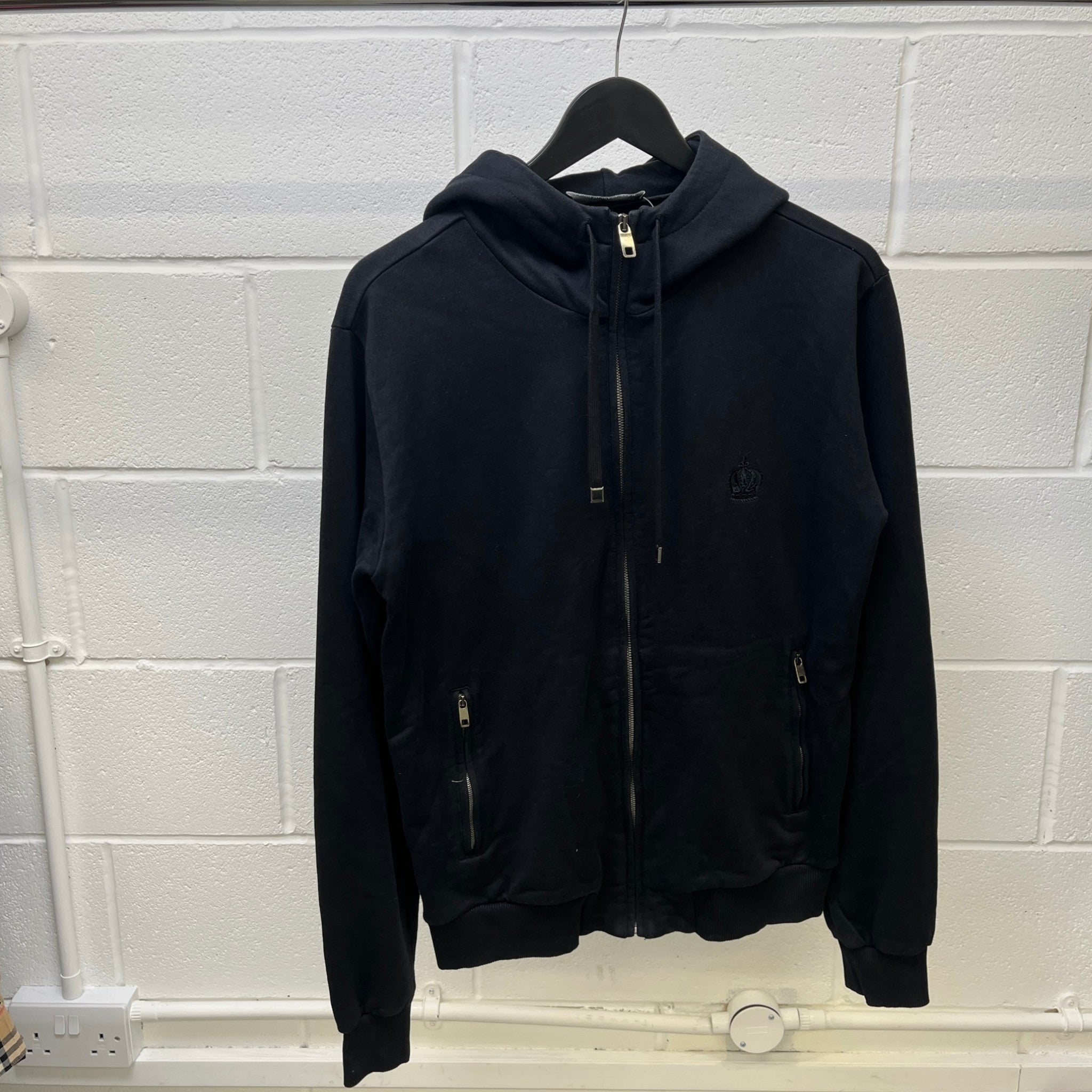 Men's Crown Embroidered Logo Hoodie Black Size IT 48 / UK M
