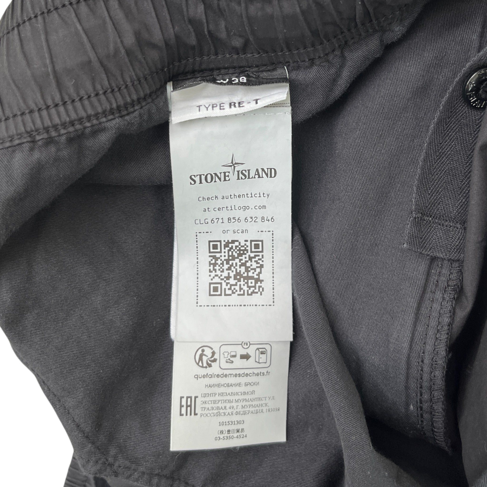 Men's Applique Logo Cargos Black Size Waist 38"