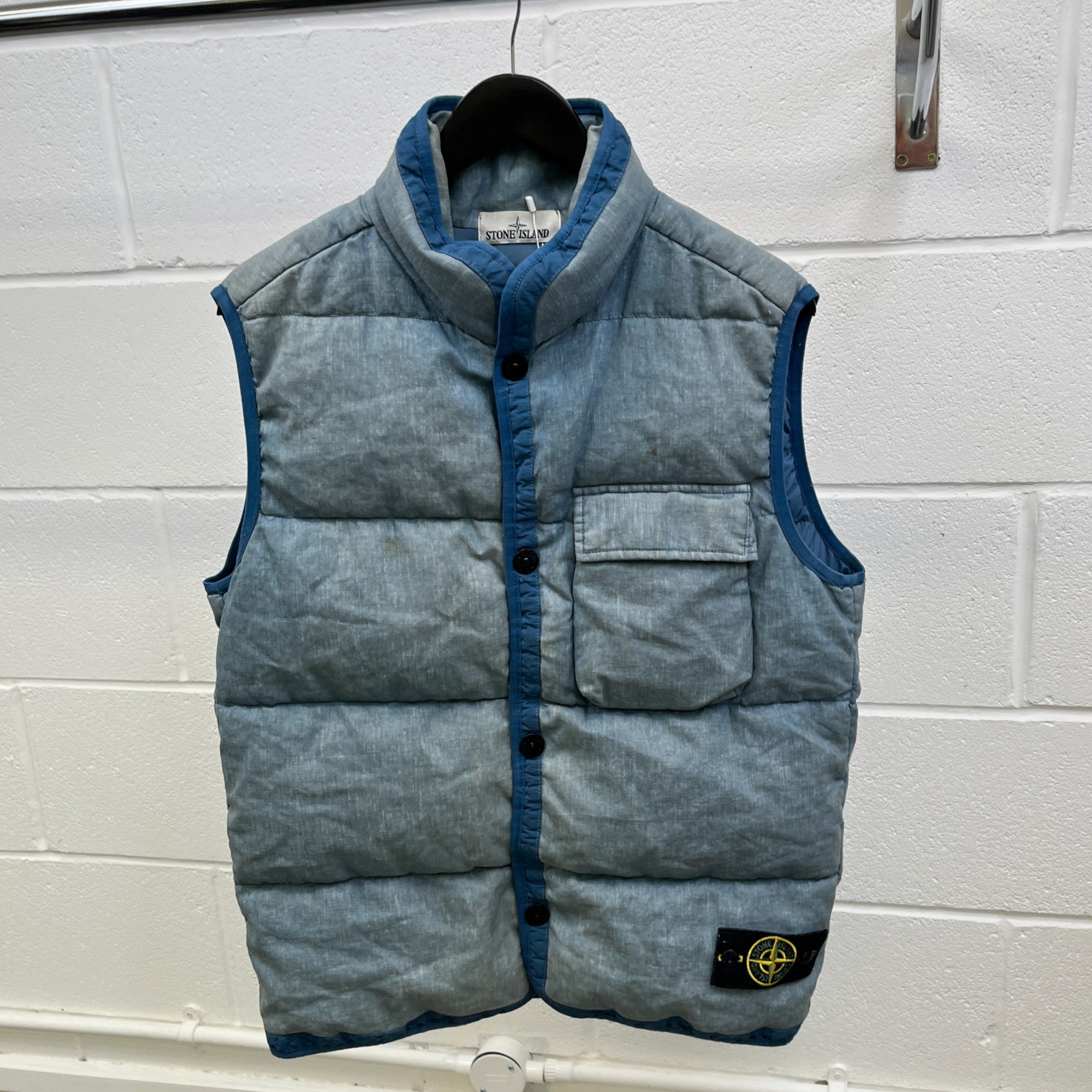 Men's Lino Resinato Down-Tc Gilet Blue Size M