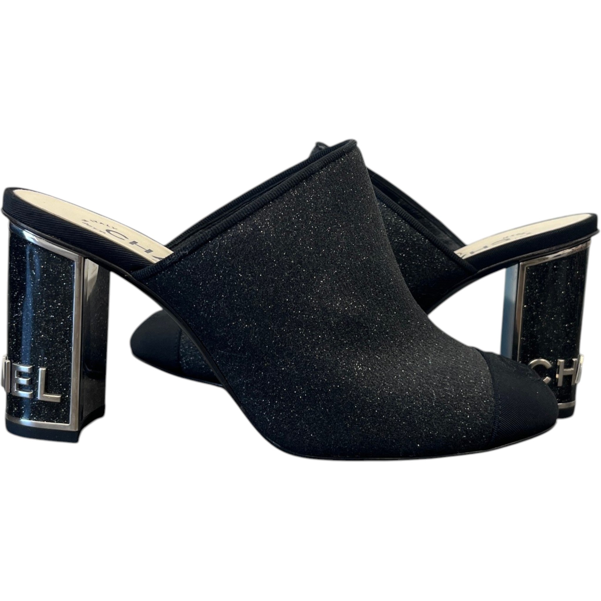 Women's Glitter Cap-Toe Heels Black Size EU 36.5 / UK 3.5