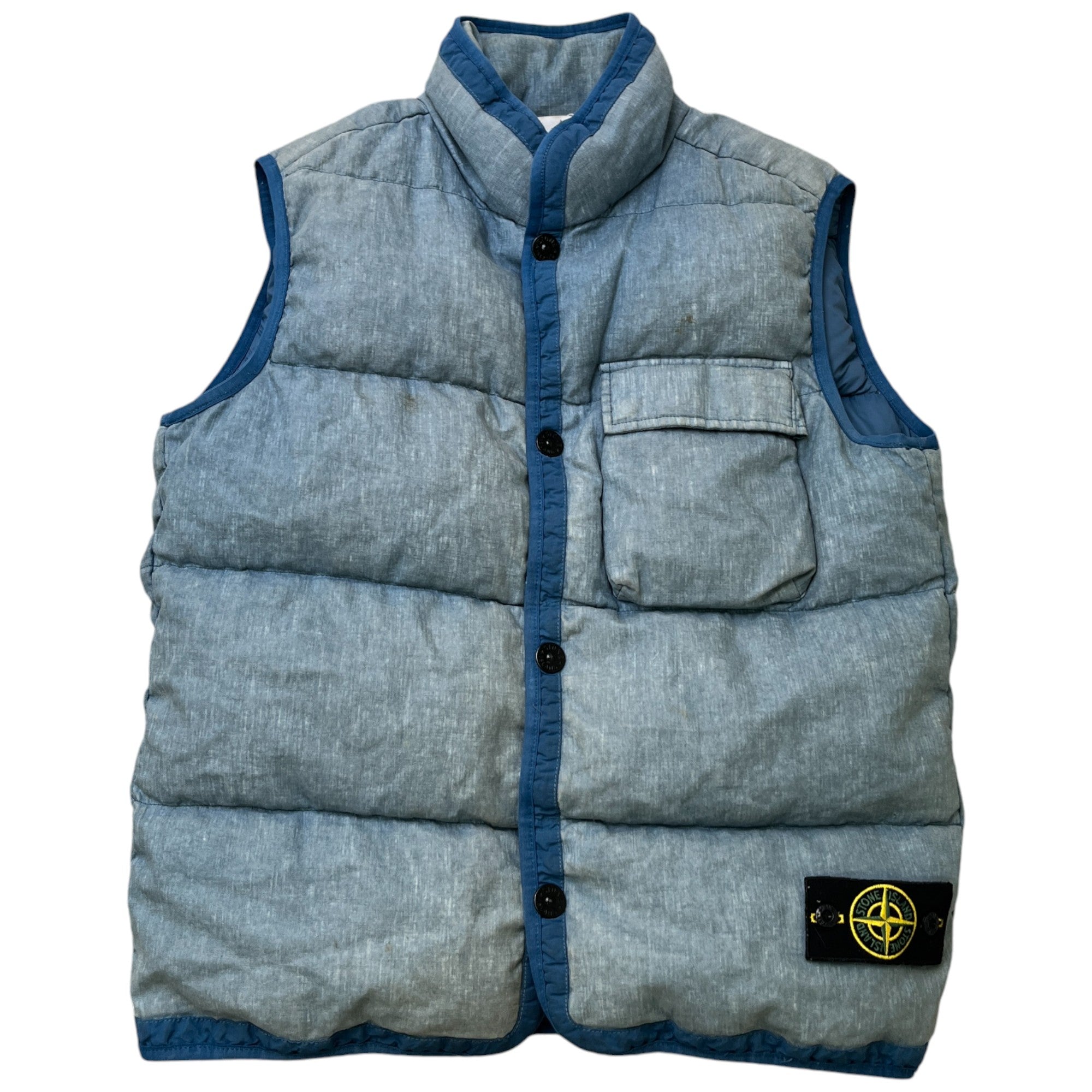 Men's Lino Resinato Down-Tc Gilet Blue Size M