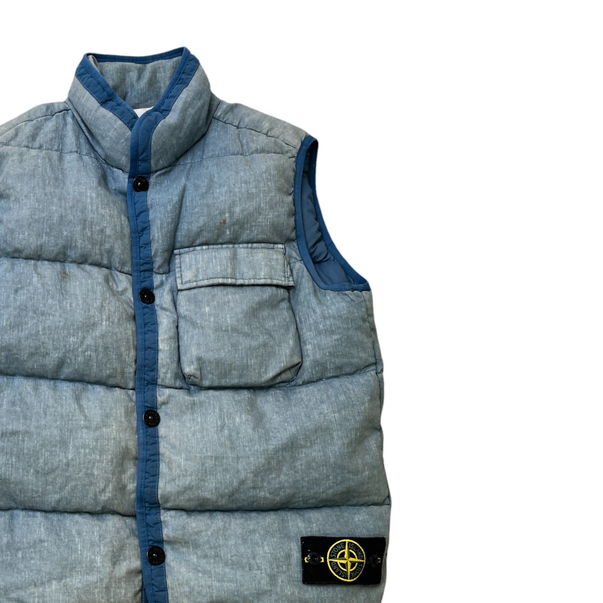 Men's Lino Resinato Down-Tc Gilet Blue Size M