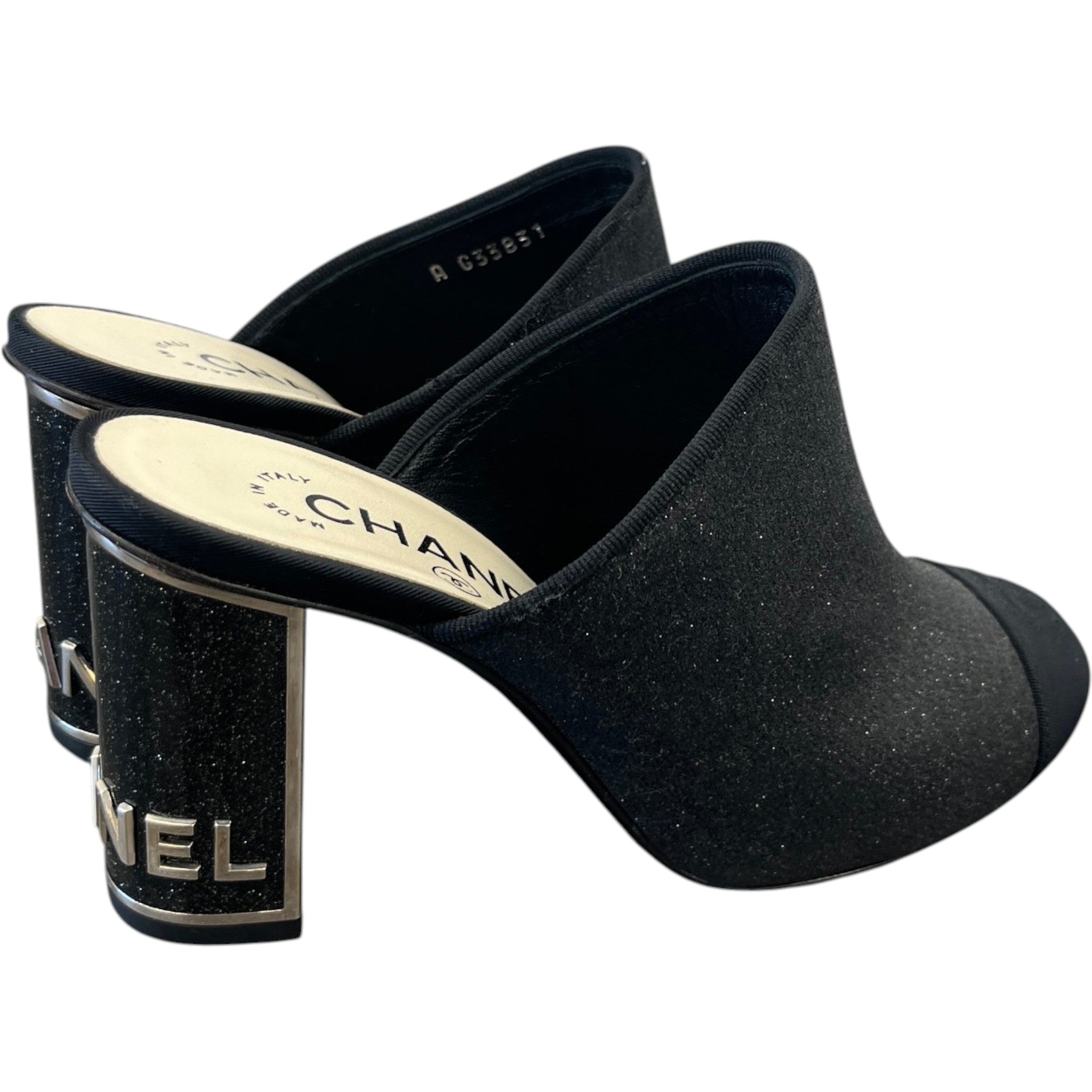 Women's Glitter Cap-Toe Heels Black Size EU 36.5 / UK 3.5