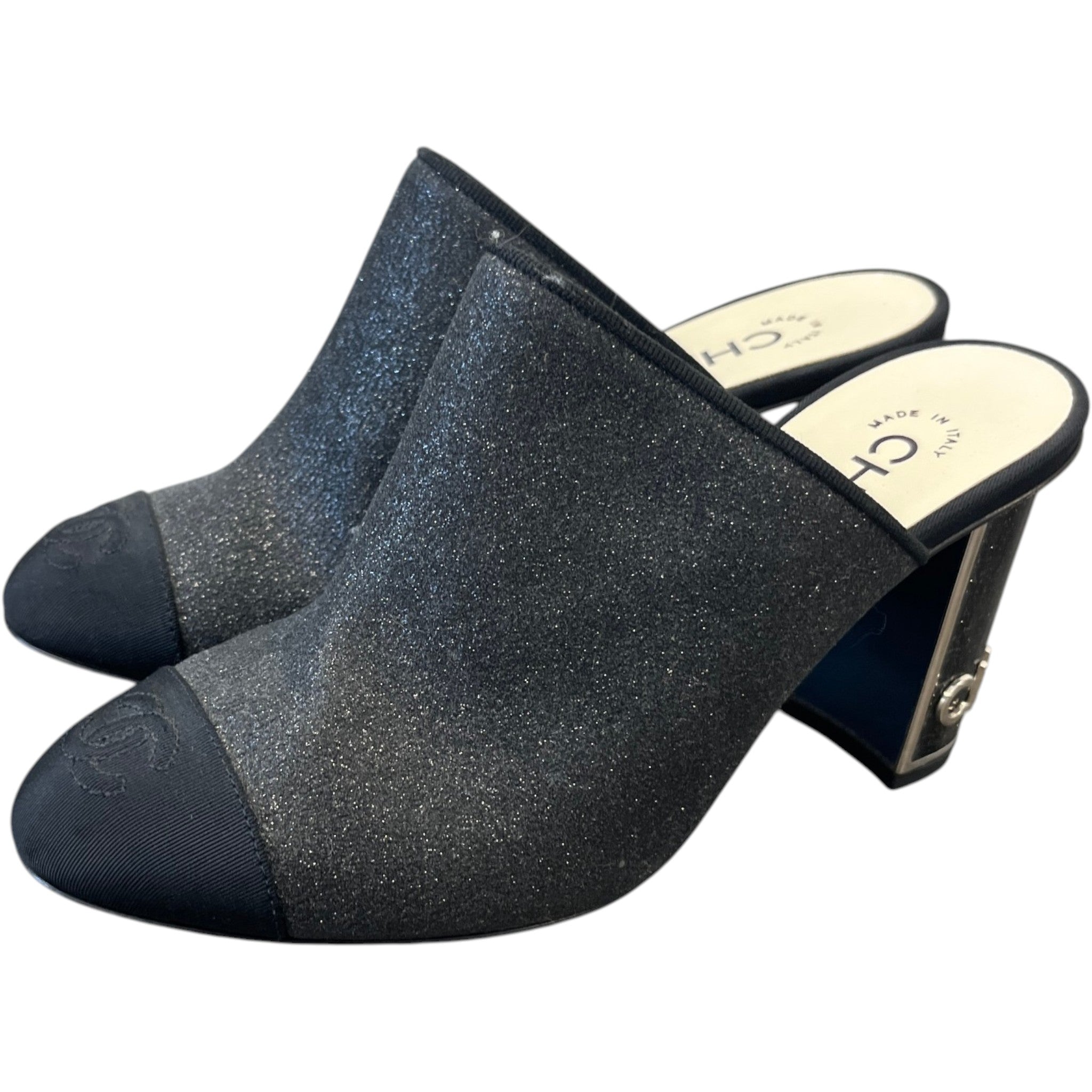 Women's Glitter Cap-Toe Heels Black Size EU 36.5 / UK 3.5