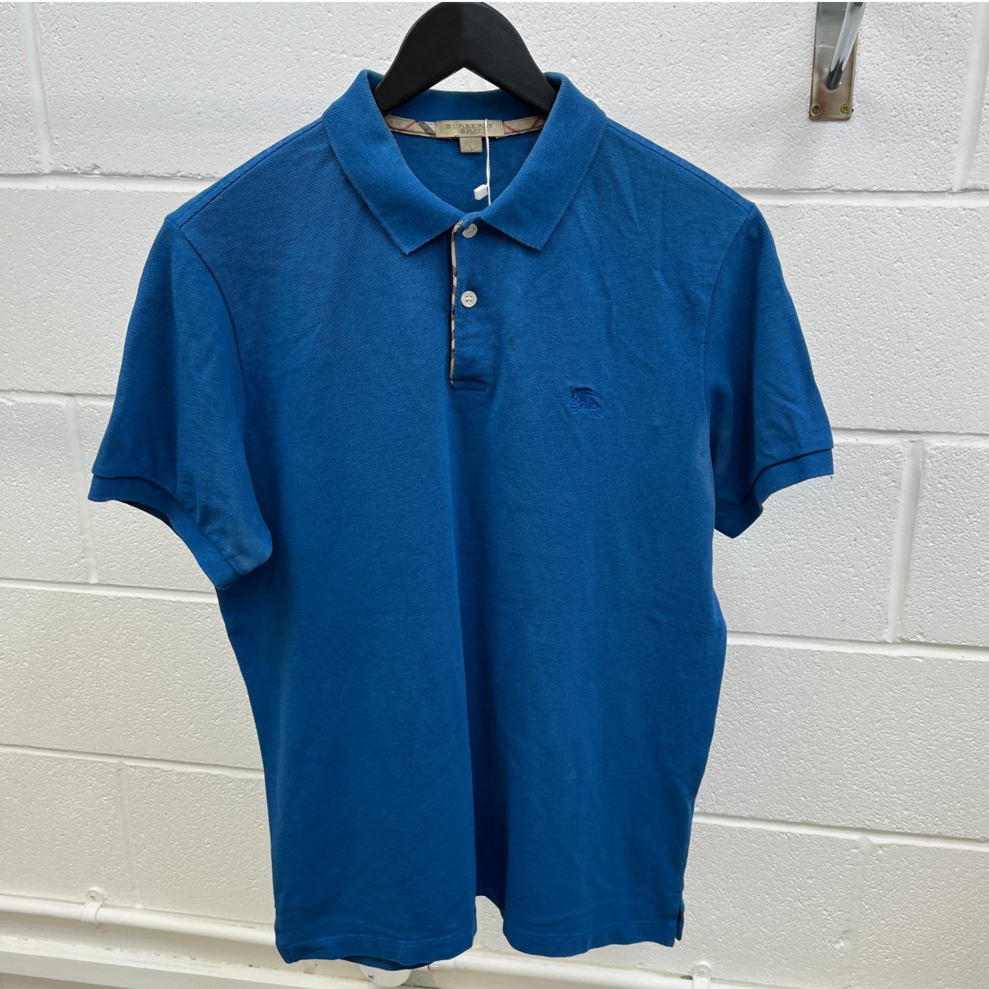 Men's Pique Polo Shirt Blue Size L