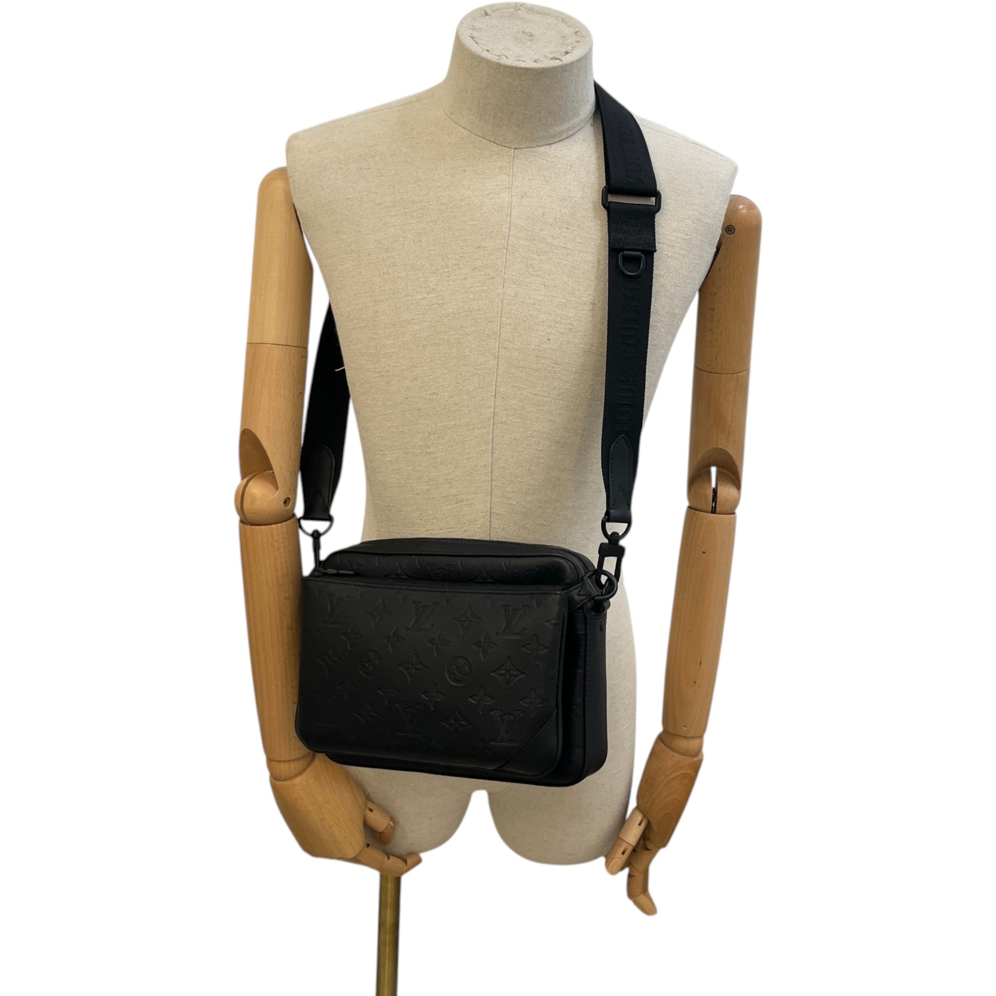 Men's Monogram Shadow Trio Messenger Bag Black