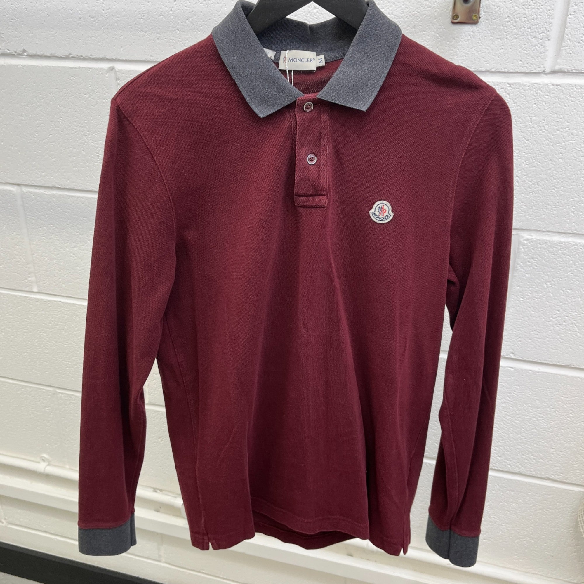 Men's Maglia Manica Lunga Polo Shirt Burgundy Size M