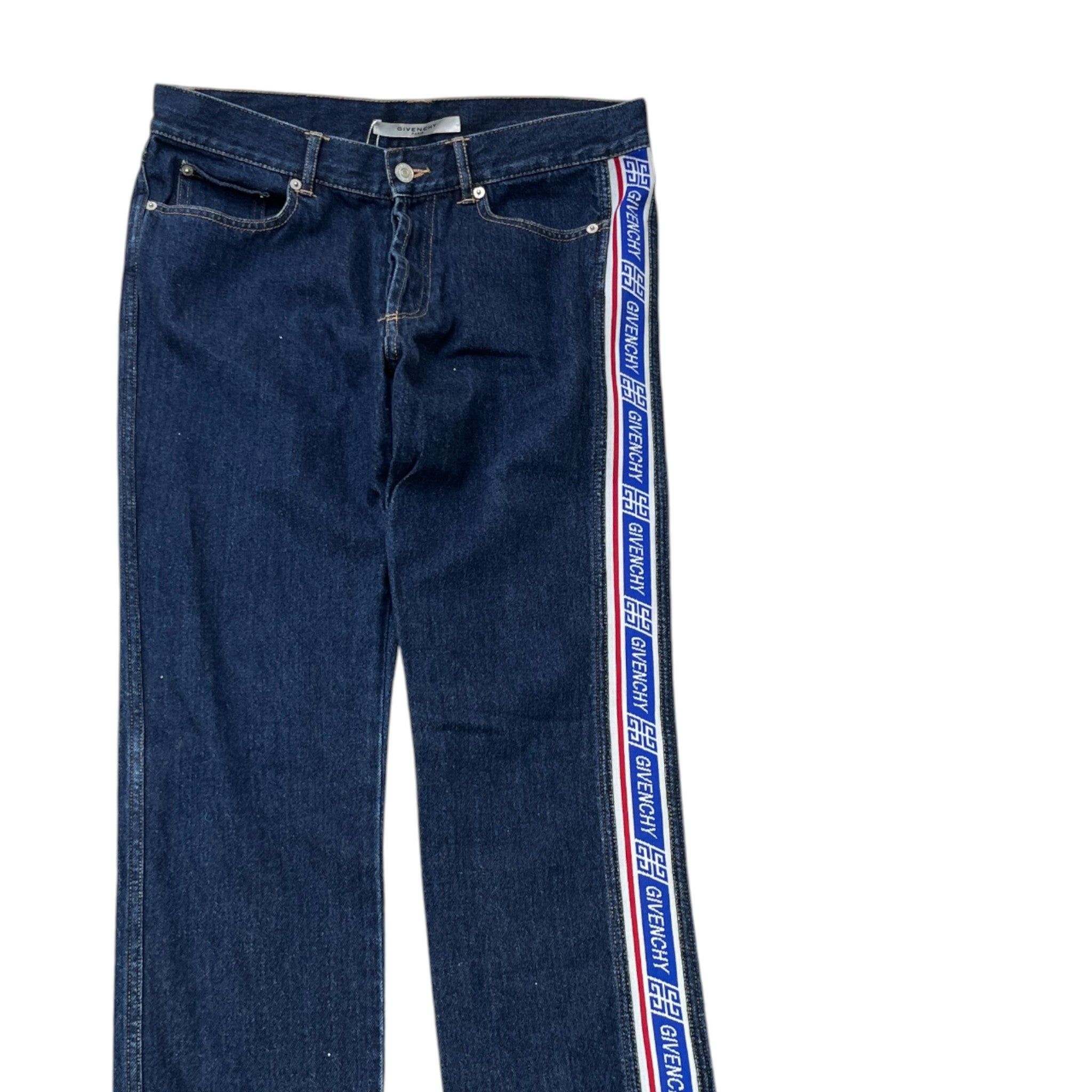 Men's Tape Logo Jeans Blue Size Waist 31"