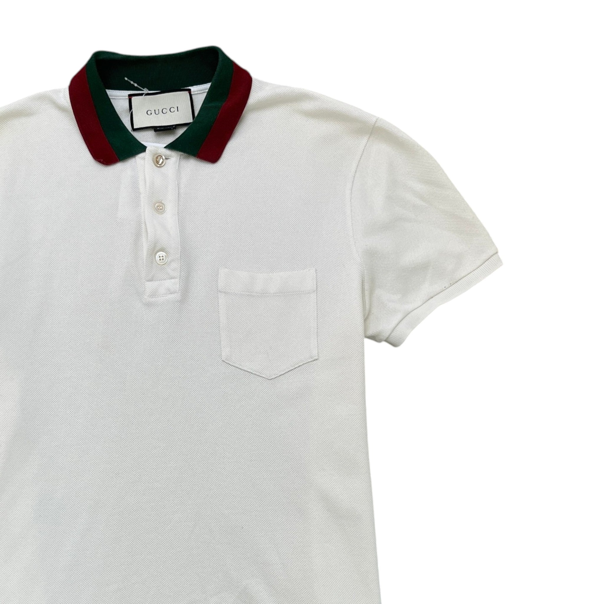 Men's Web Stripe Collar Polo Shirt White Size L