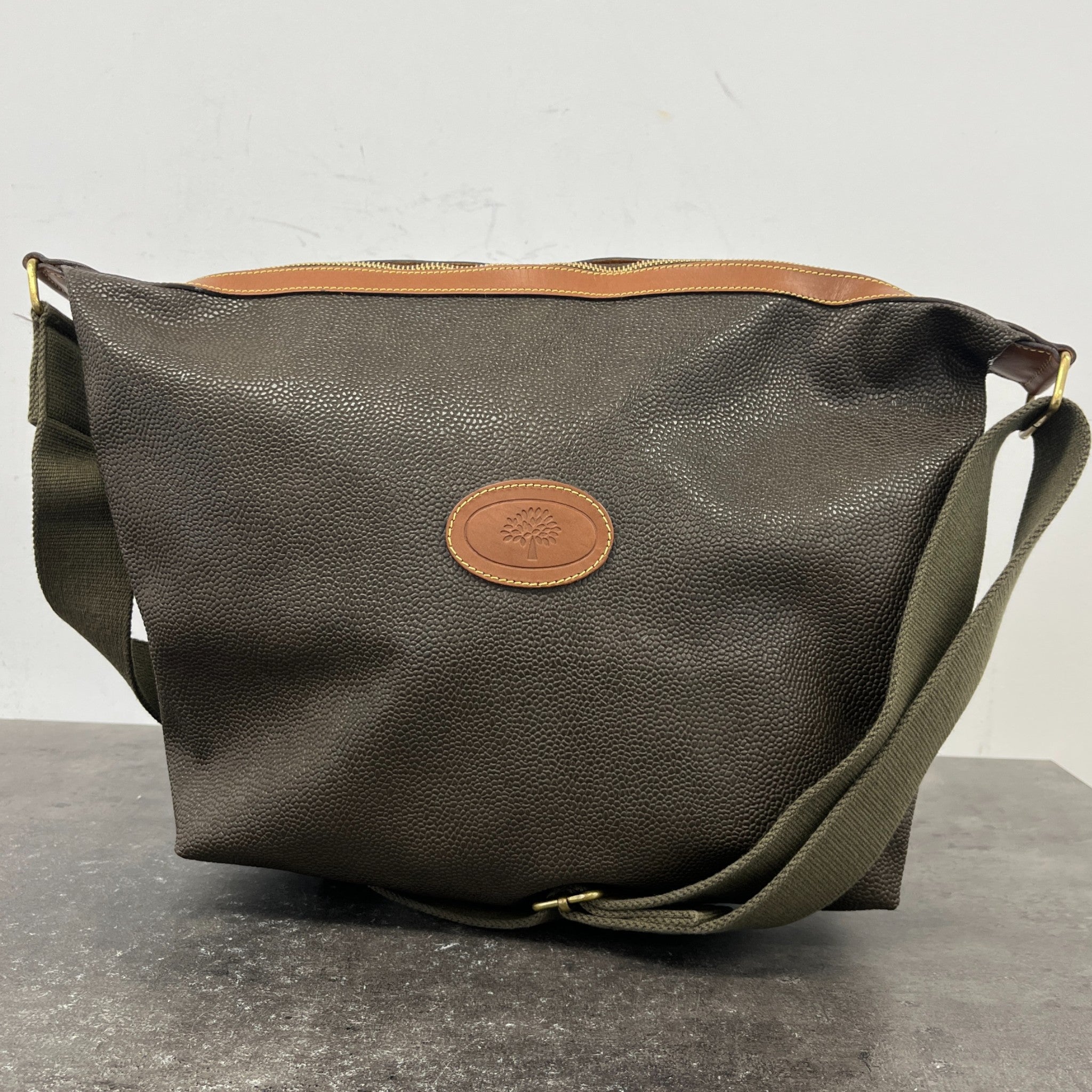 Women's Vintage Logo Patch Scotchgrain Handbag Khaki