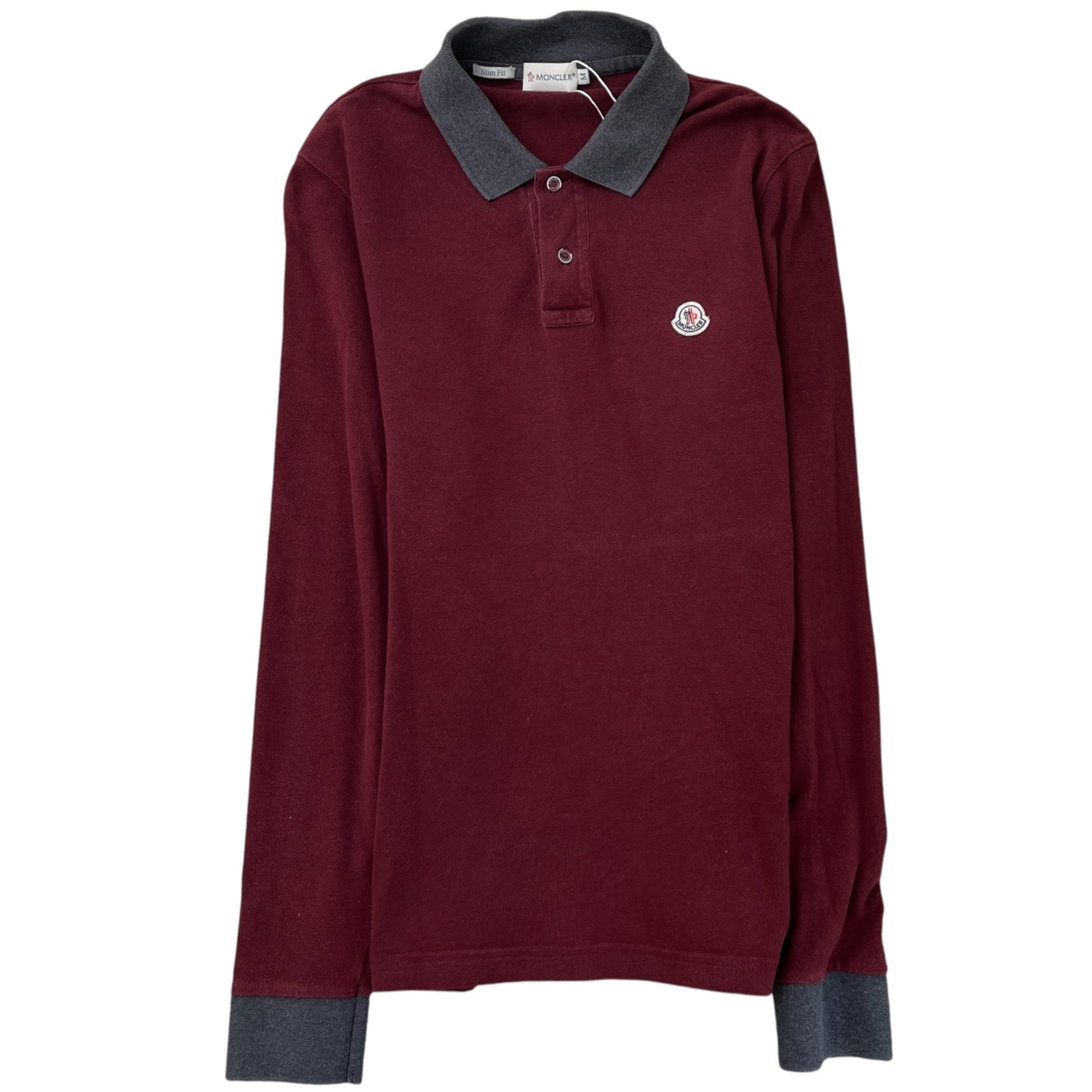 Men's Maglia Manica Lunga Polo Shirt Burgundy Size M