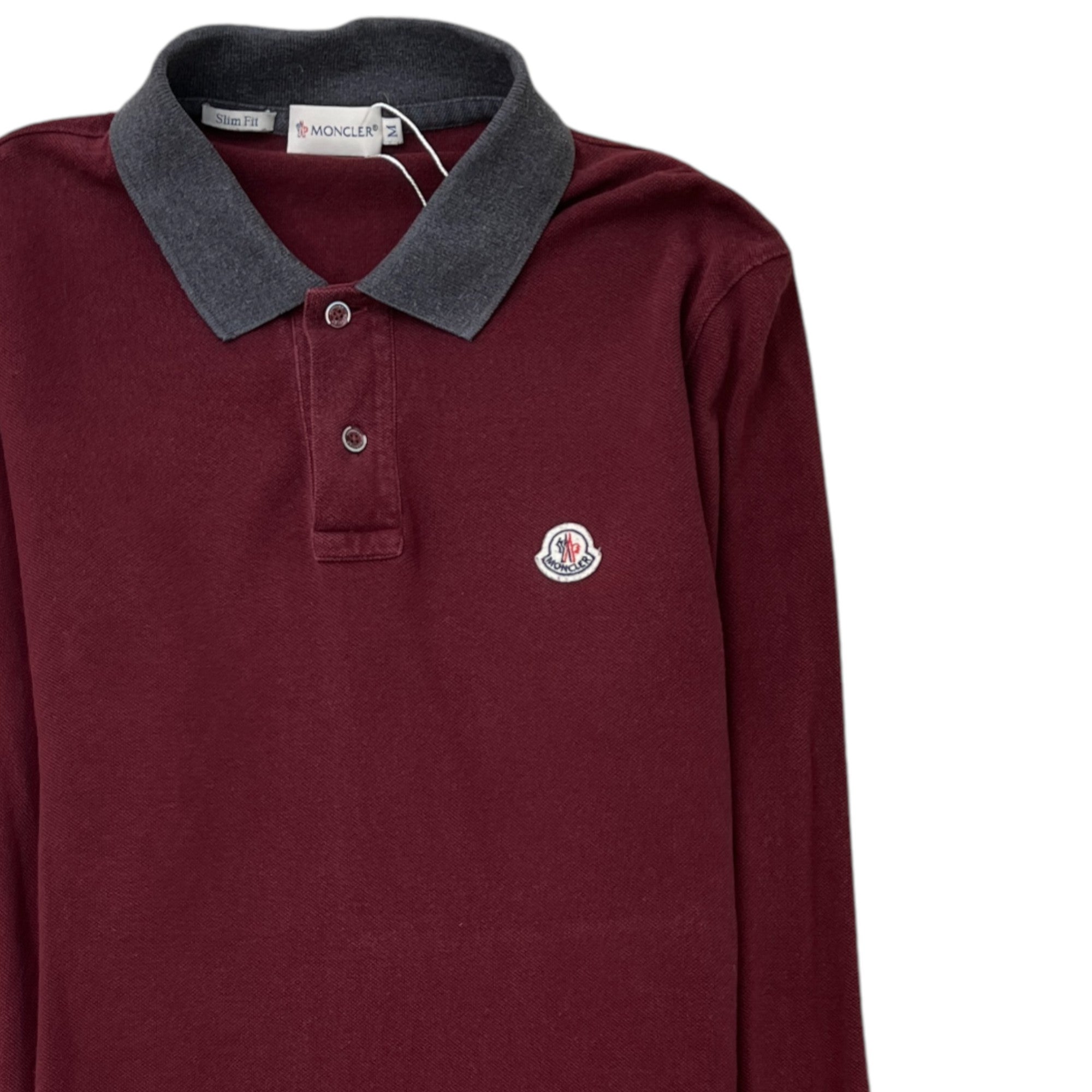 Men's Maglia Manica Lunga Polo Shirt Burgundy Size M