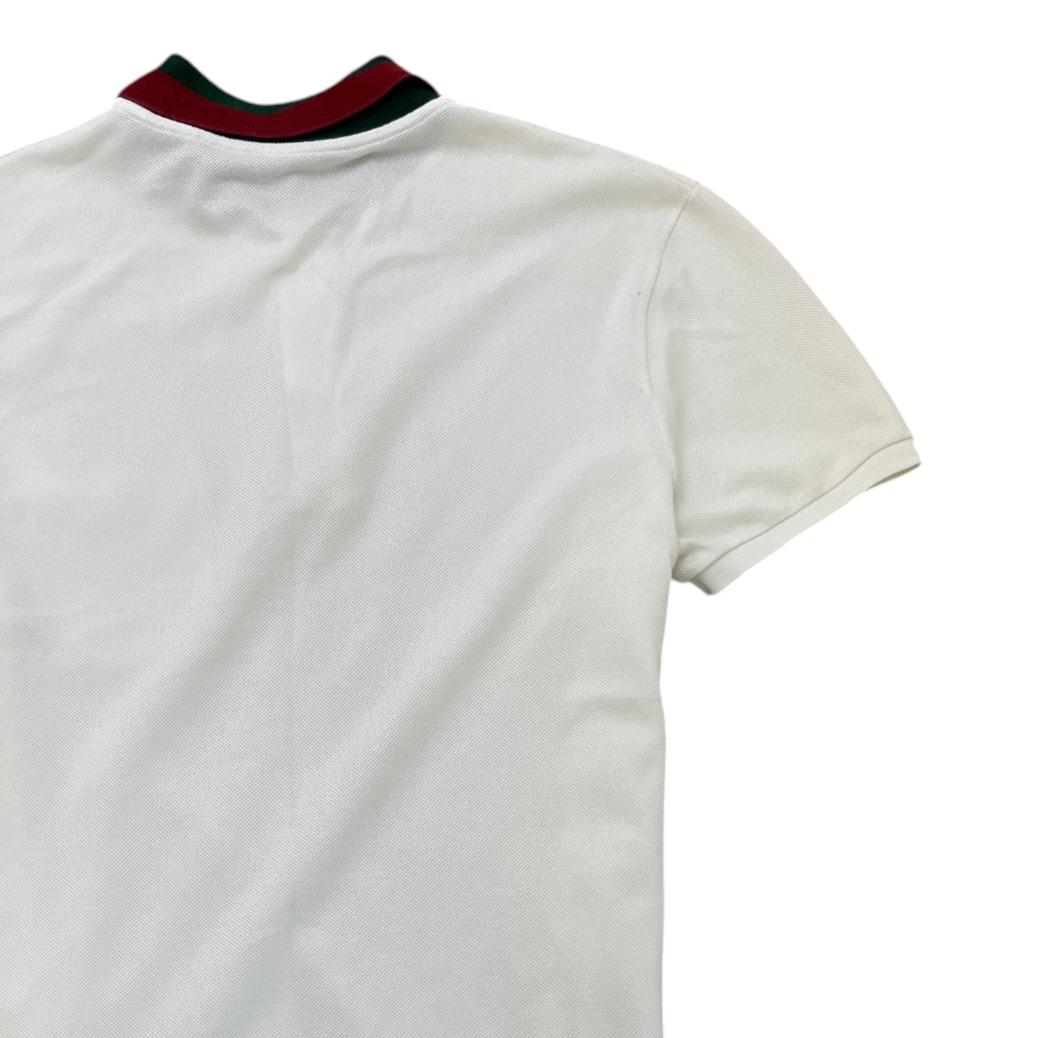 Men's Web Stripe Collar Polo Shirt White Size L