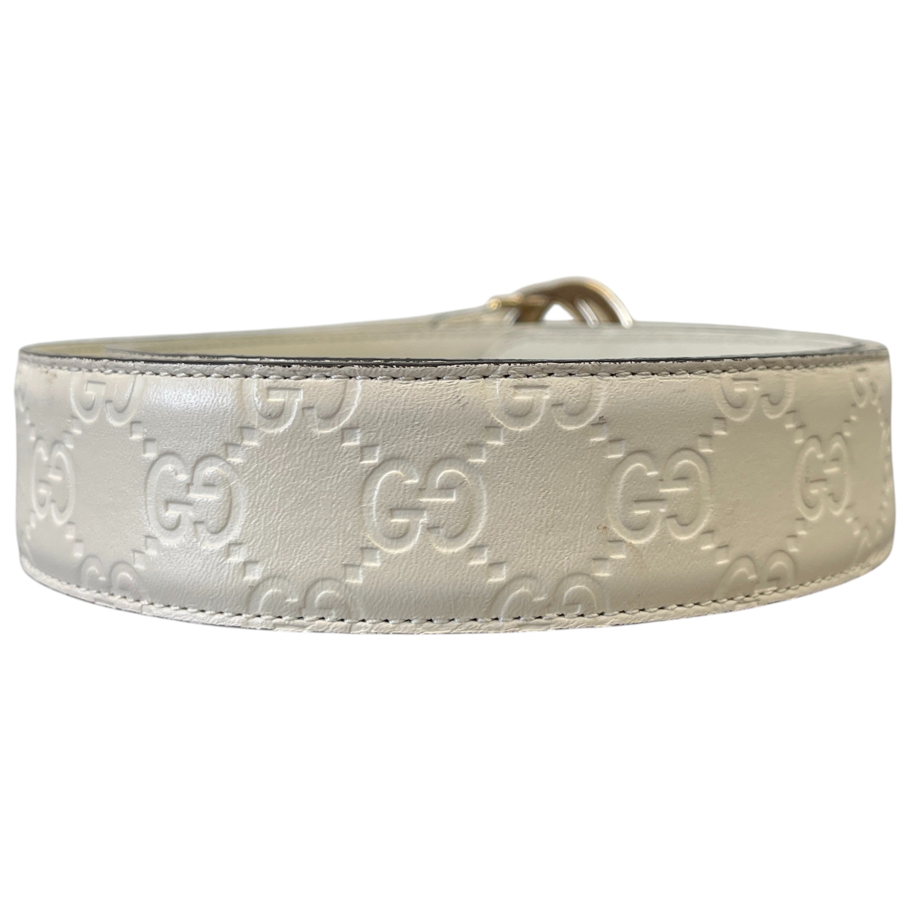 Men's Interlocking G Belt White Size Waist 34"