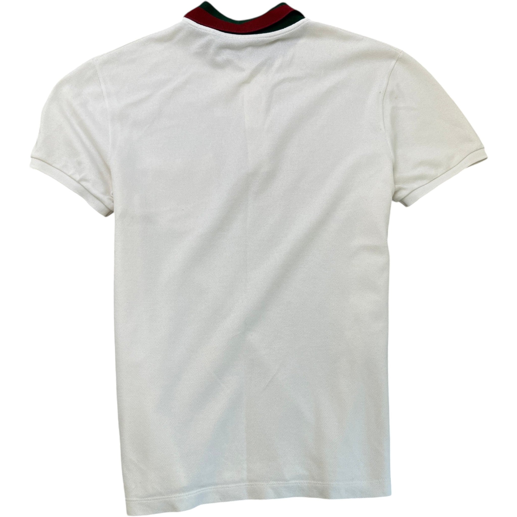 Men's Web Stripe Collar Polo Shirt White Size L