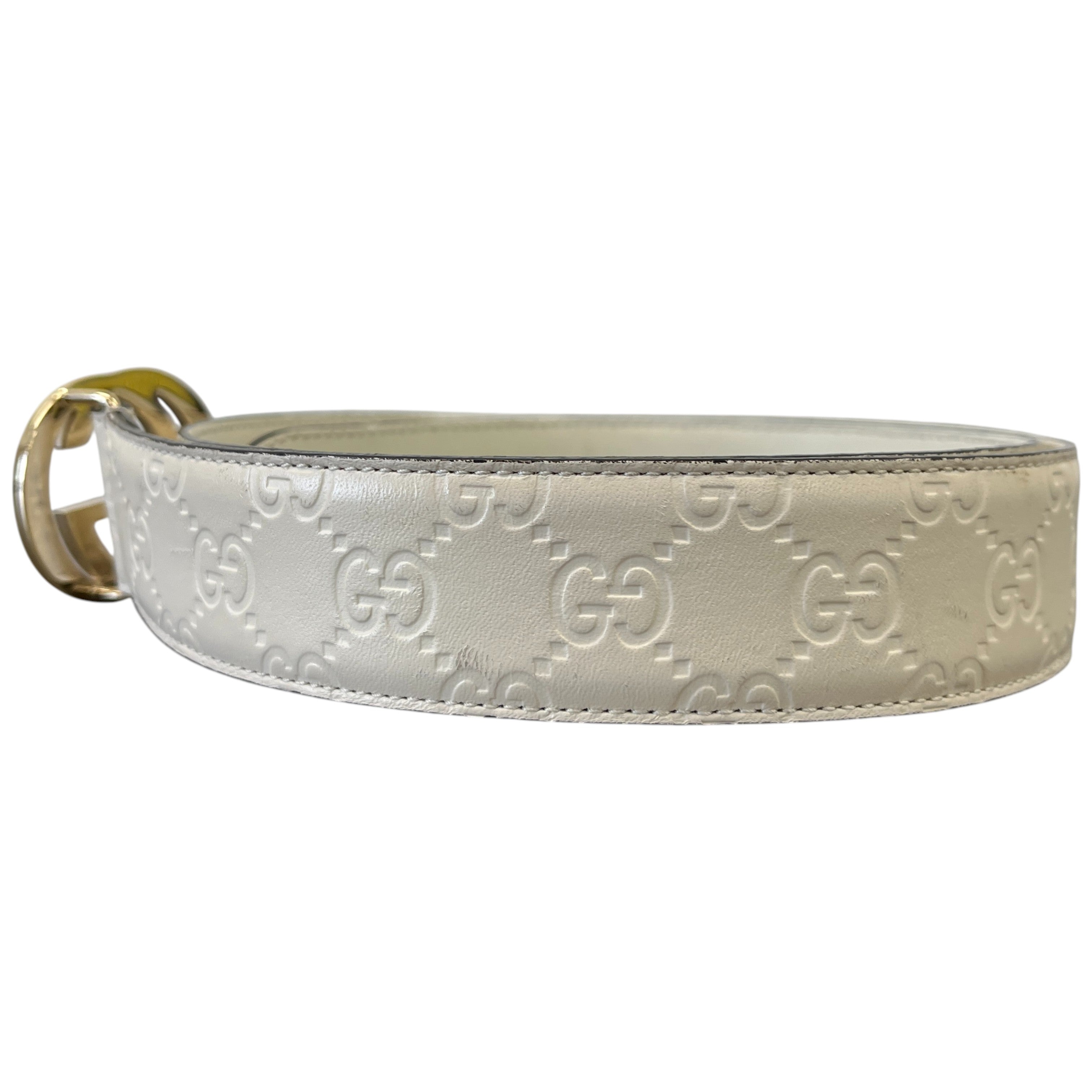 Men's Interlocking G Belt White Size Waist 34"